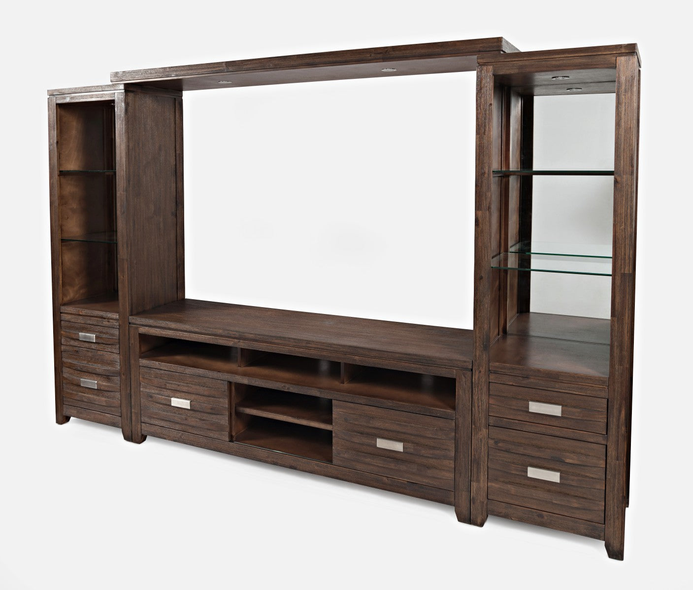 Altamonte Brushed Walnut Entertainment Wall - Ornate Home