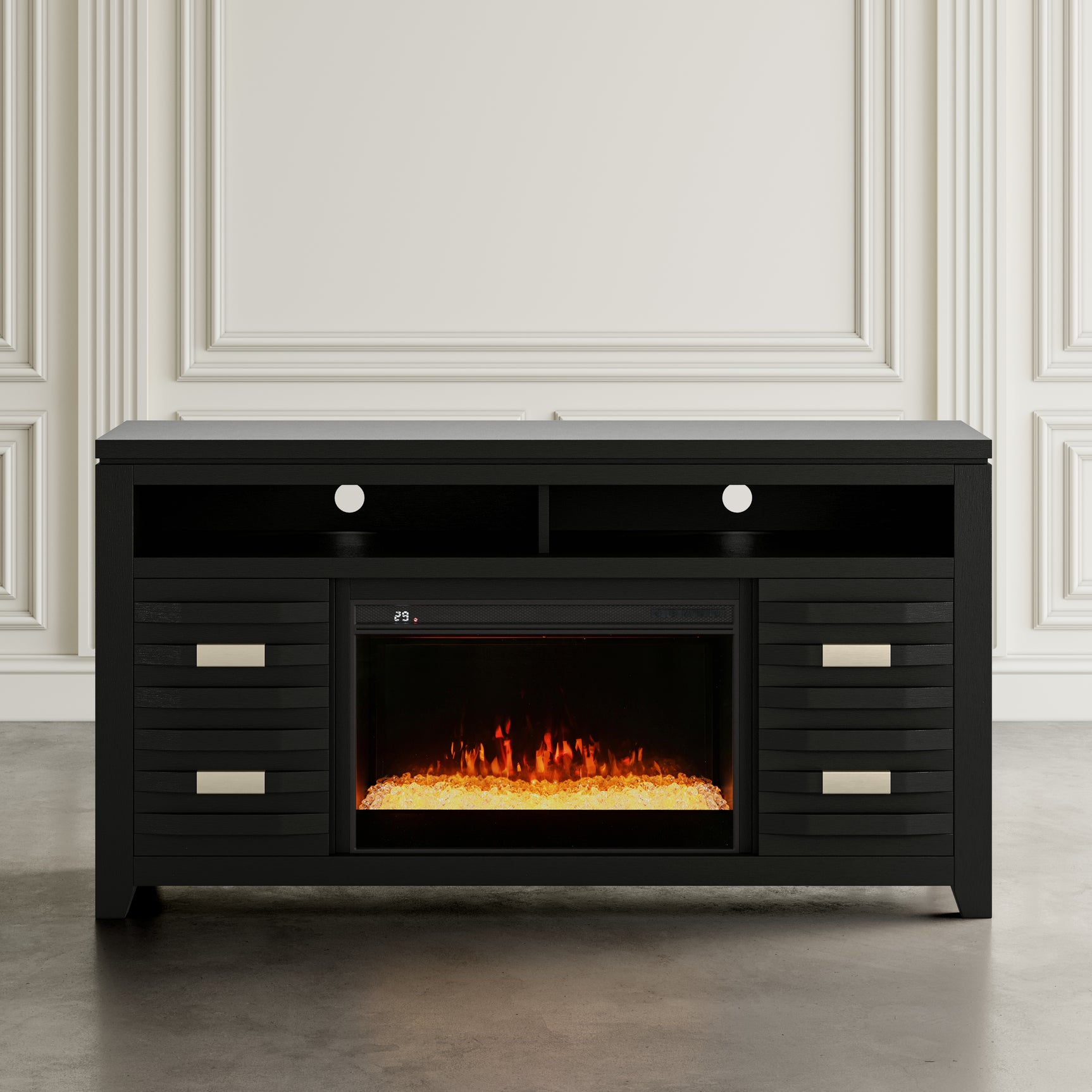 Altamonte Dark Charcoal 60 Fireplace with Crystal Display - Ornate Home