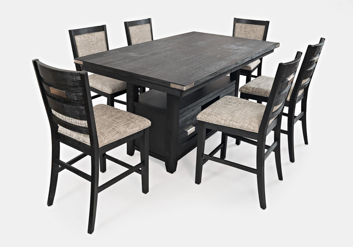 Altamonte Dark Charcoal High/Low Rect. Counter Dining Table w/ 4 Uph Stools - Ornate Home