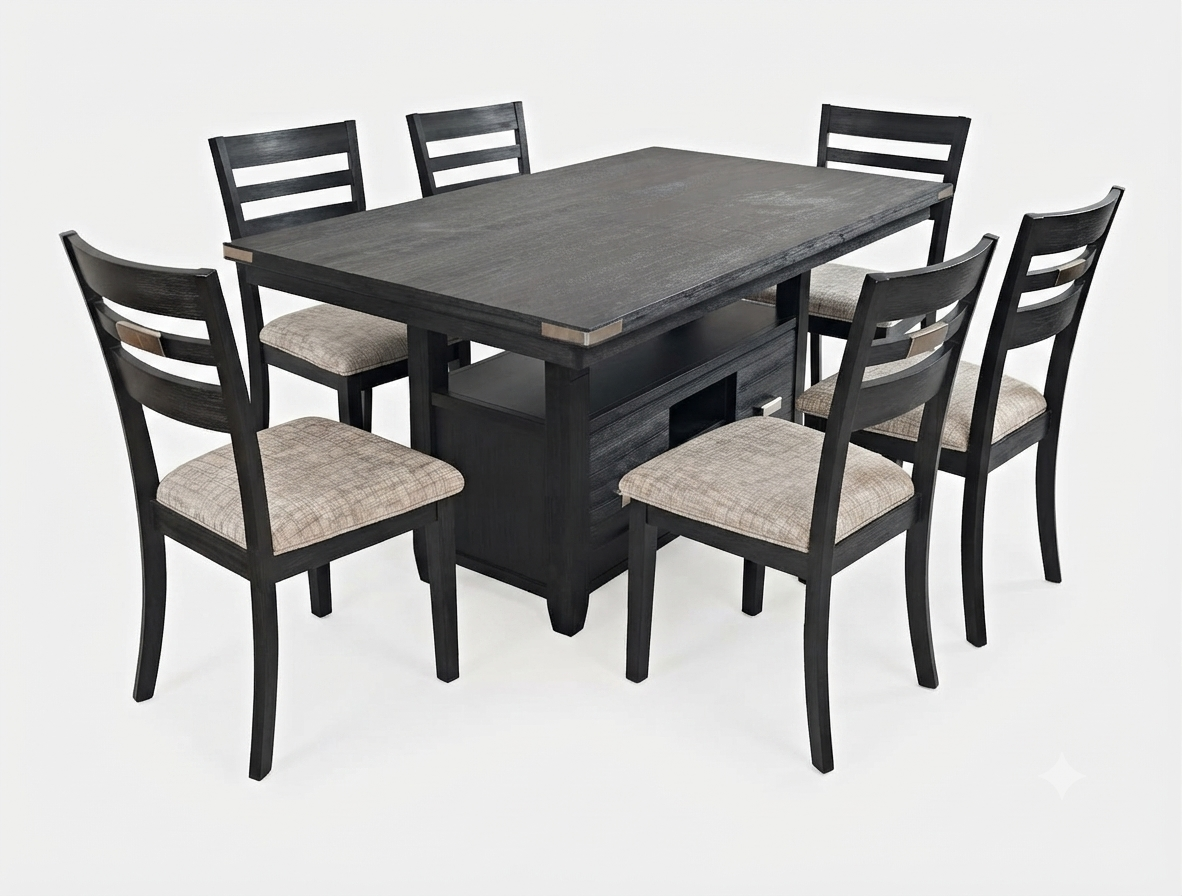 Altamonte Dark Charcoal High/Low Rect. Dining Dining Table w/ 4 Chairs - Ornate Home