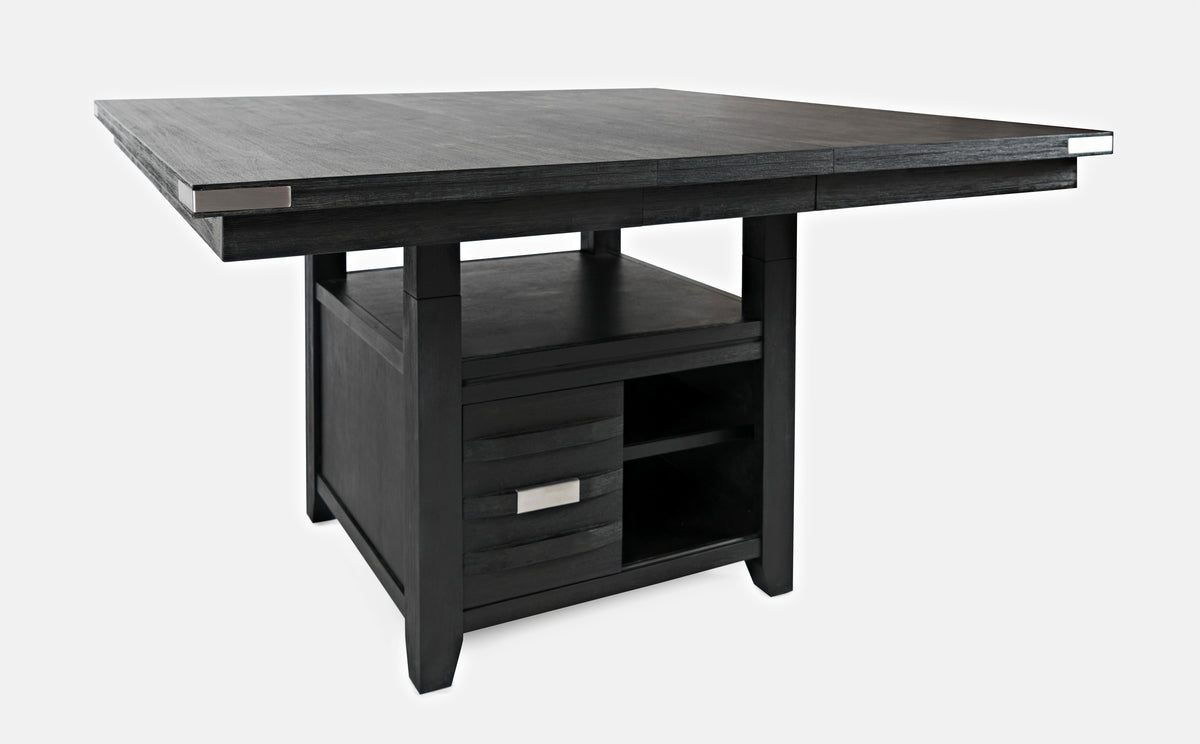 Altamonte Dark Charcoal High/Low Sq. Counter Dining Table w/ 4 Ladderback Stools - Ornate Home