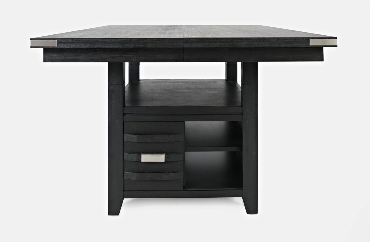 Altamonte Dark Charcoal High/Low Sq. Counter Dining Table w/ 6 Ladderback Stools - Ornate Home