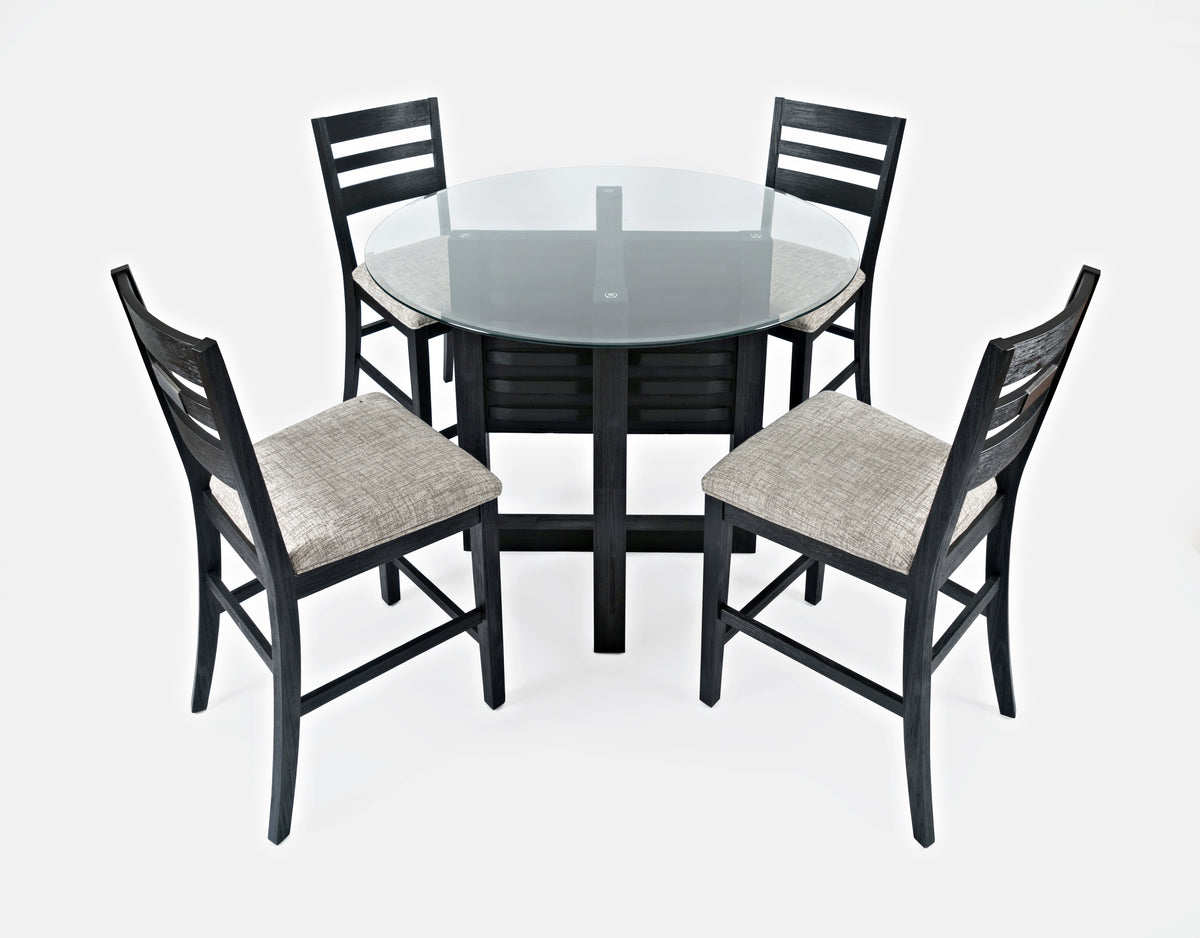 Altamonte Dark Charcoal Round Counter Dining Table w/ 4 Ladderback Stools - Ornate Home