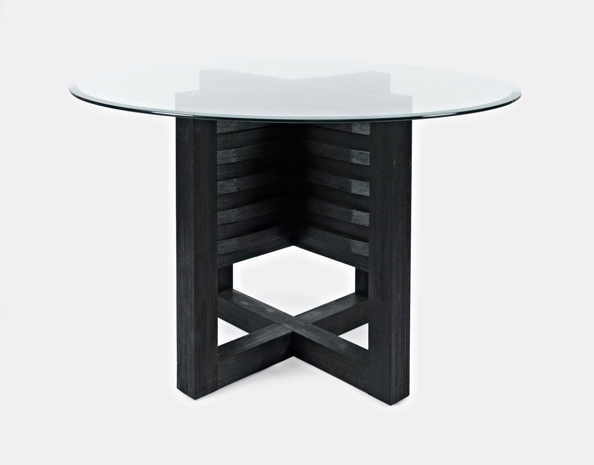Altamonte Dark Charcoal Round Dining Table w/ 4 Chairs - Ornate Home