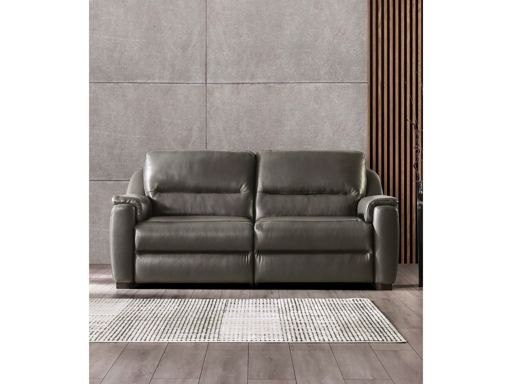 Altamura Gray Real Italian Leather Power Reclining Sofa - Ornate Home