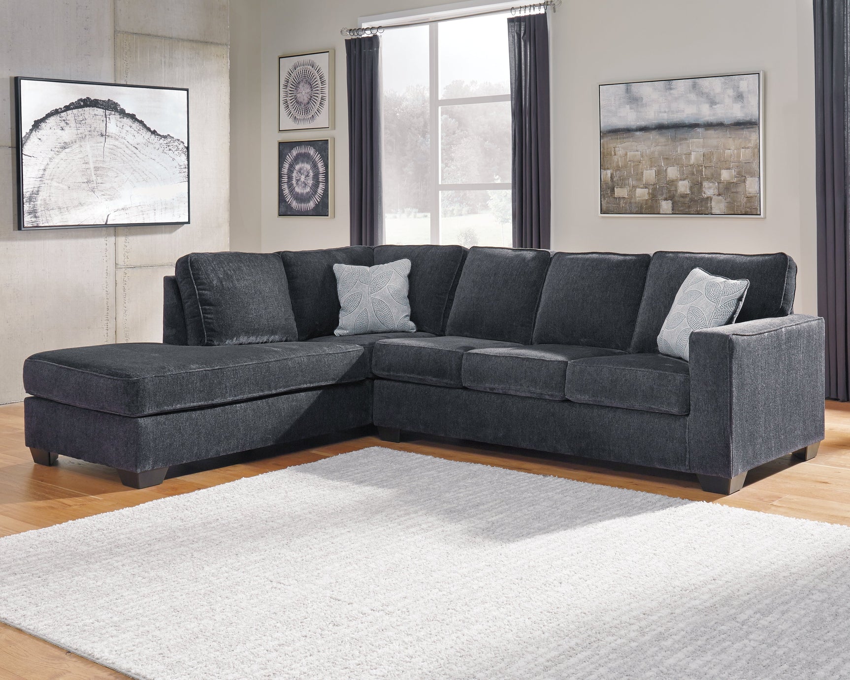 Altari Slate 2-Piece Left Sectional and Ottoman - Ornate Home