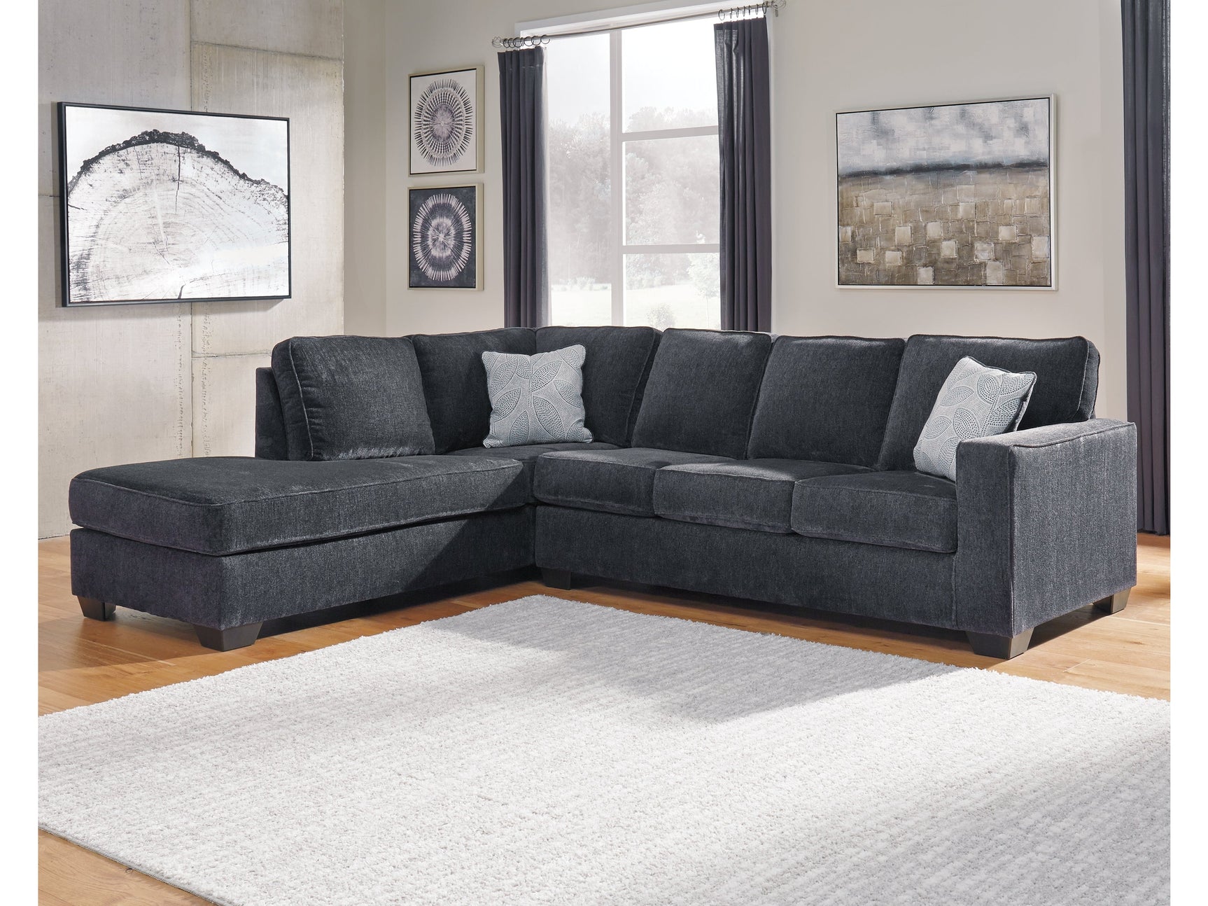 Altari Slate 2-Piece Sectional with Chaise and Ottoman - Ornate Home