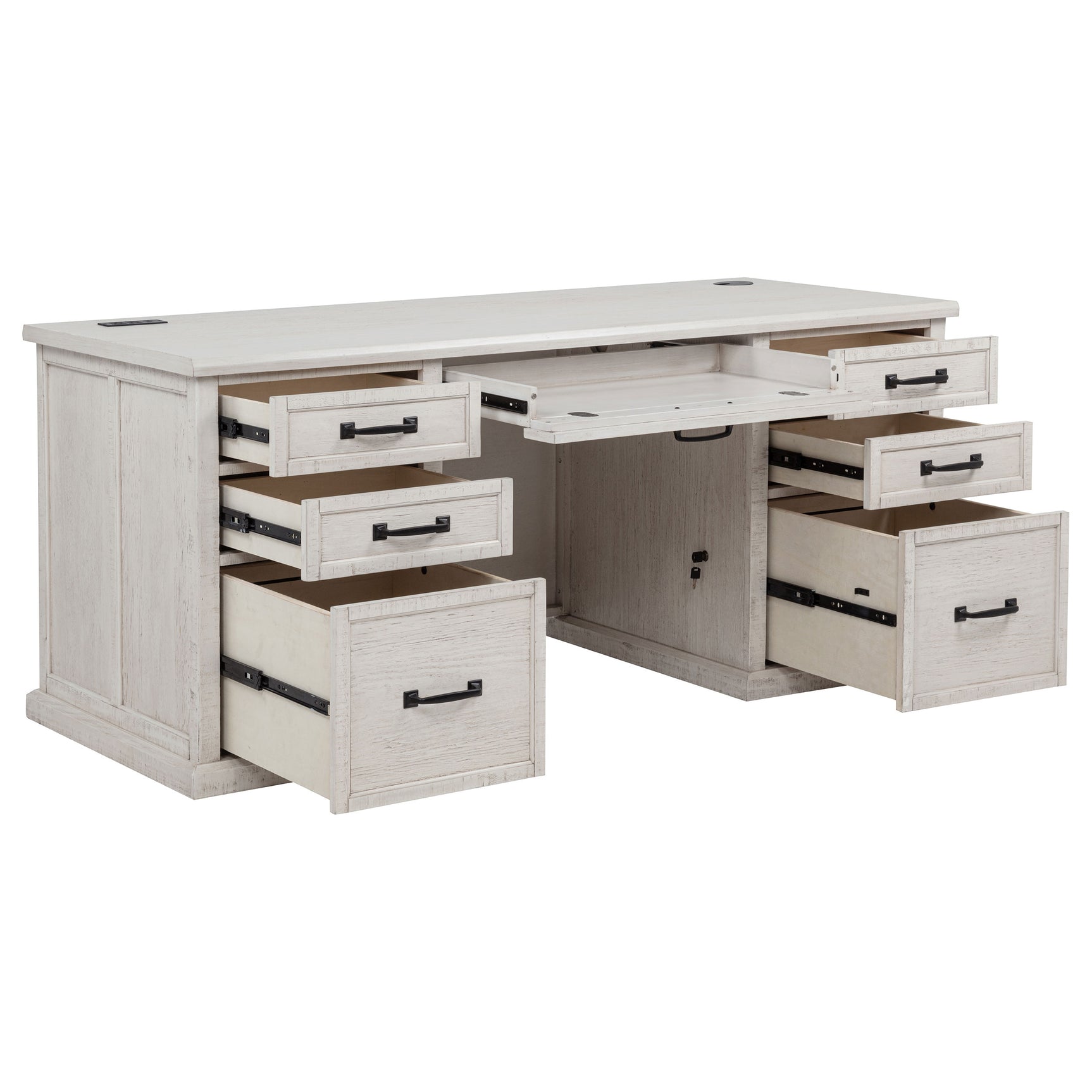 Altidore Distressed White 68-inch 7-drawer Executive Home Office Desk - Ornate Home