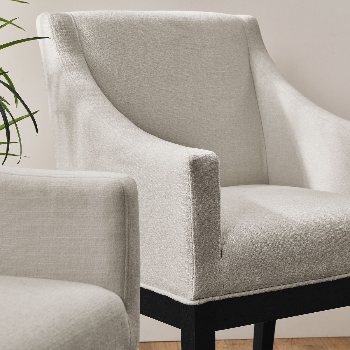Alton Salt/Black Fabric Upholstered Dining Armchair - Ornate Home