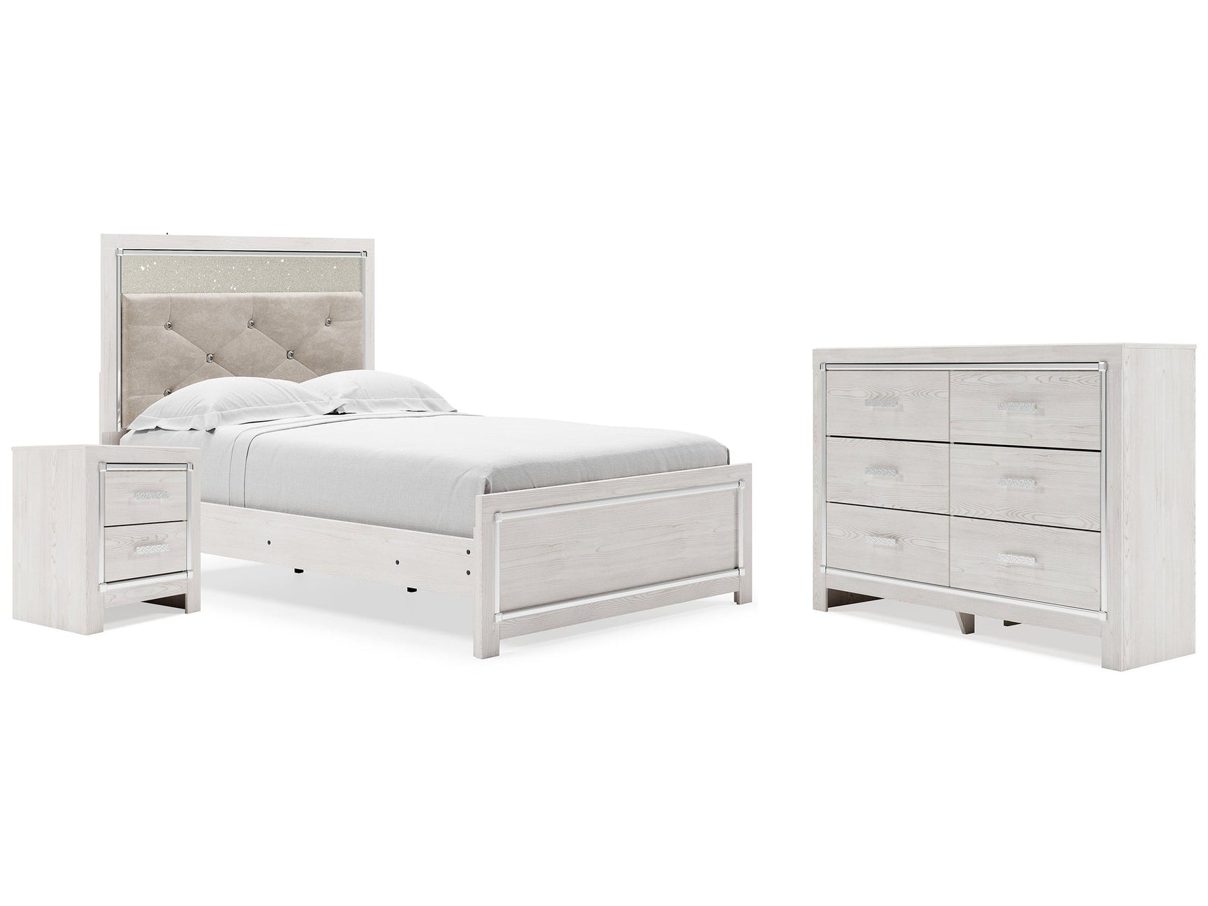 Altyra Full Upholstered Panel Bed, Dresser and Nightstand (Online Special Price) - Ornate Home