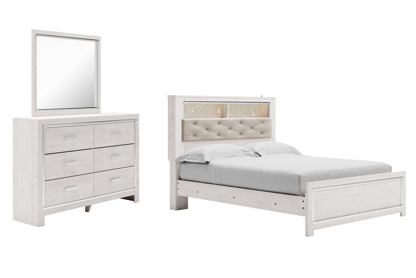 Altyra Queen Panel Bookcase Bedroom Set with Dresser and Mirror (Online Special Price) - Ornate Home