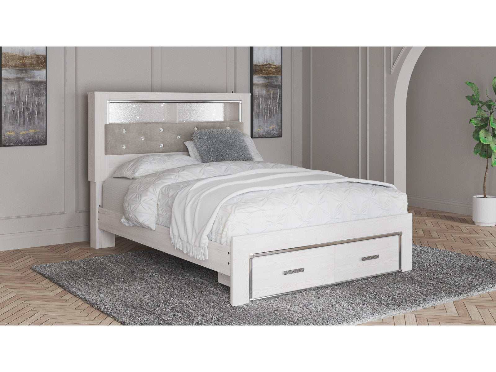 Altyra Queen Upholstered Bookcase Bed w/ Storage (Online Special Price) - Ornate Home