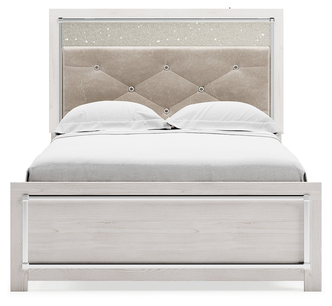 Altyra White Full Panel Bedroom Set with Dresser, Mirror and Nightstand - Ornate Home