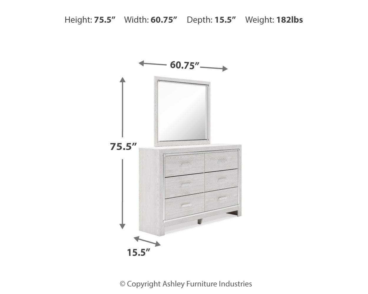 Altyra White Full Upholstered Panel Bed, Dresser, Mirror, Chest and Nightstand (Online Special Price) - Ornate Home