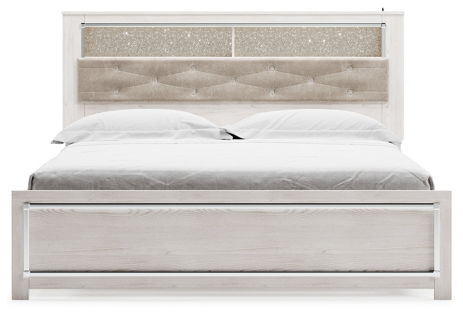 Altyra White King Panel Bookcase Bed - Ornate Home