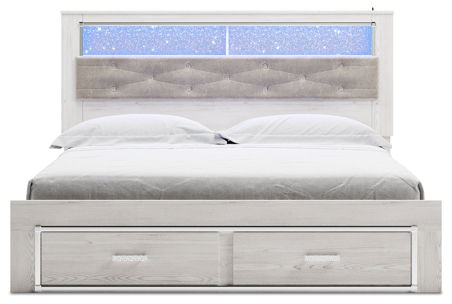 Altyra White King Storage Bed, Dresser, Mirror, Chest and Nightstand (Online Special Price) - Ornate Home