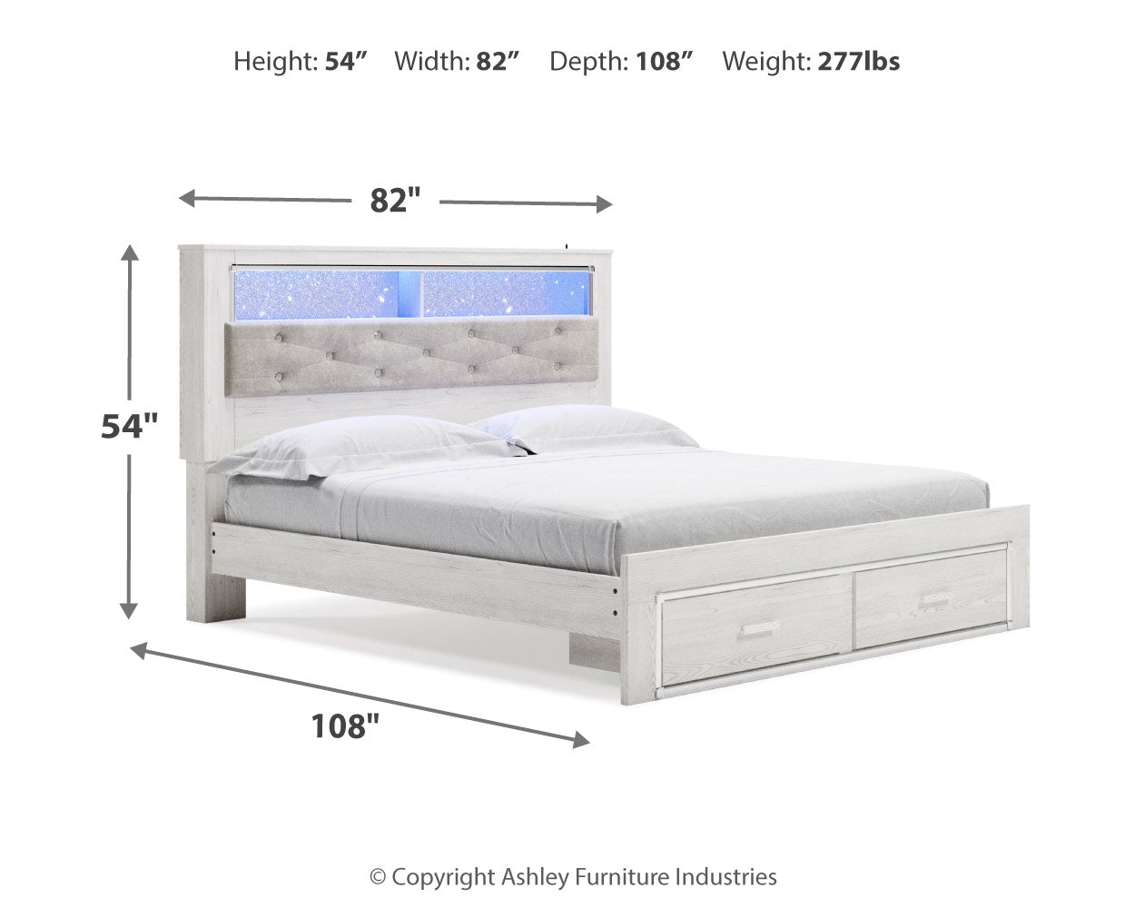 Altyra White King Storage Bed, Dresser, Mirror, Chest and Nightstand (Online Special Price) - Ornate Home