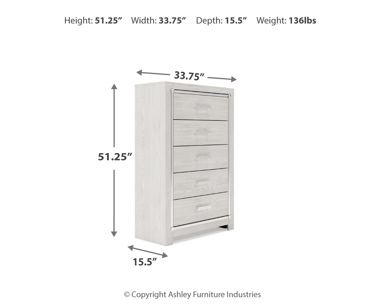 Altyra White King Storage Bed, Dresser, Mirror, Chest and Nightstand - Ornate Home