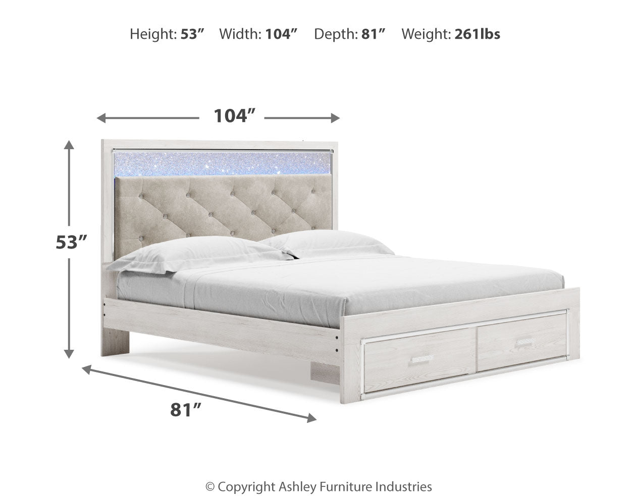 Altyra White King Storage Bedroom Set with Chest and 2 Nightstands (Online Special Price) - Ornate Home