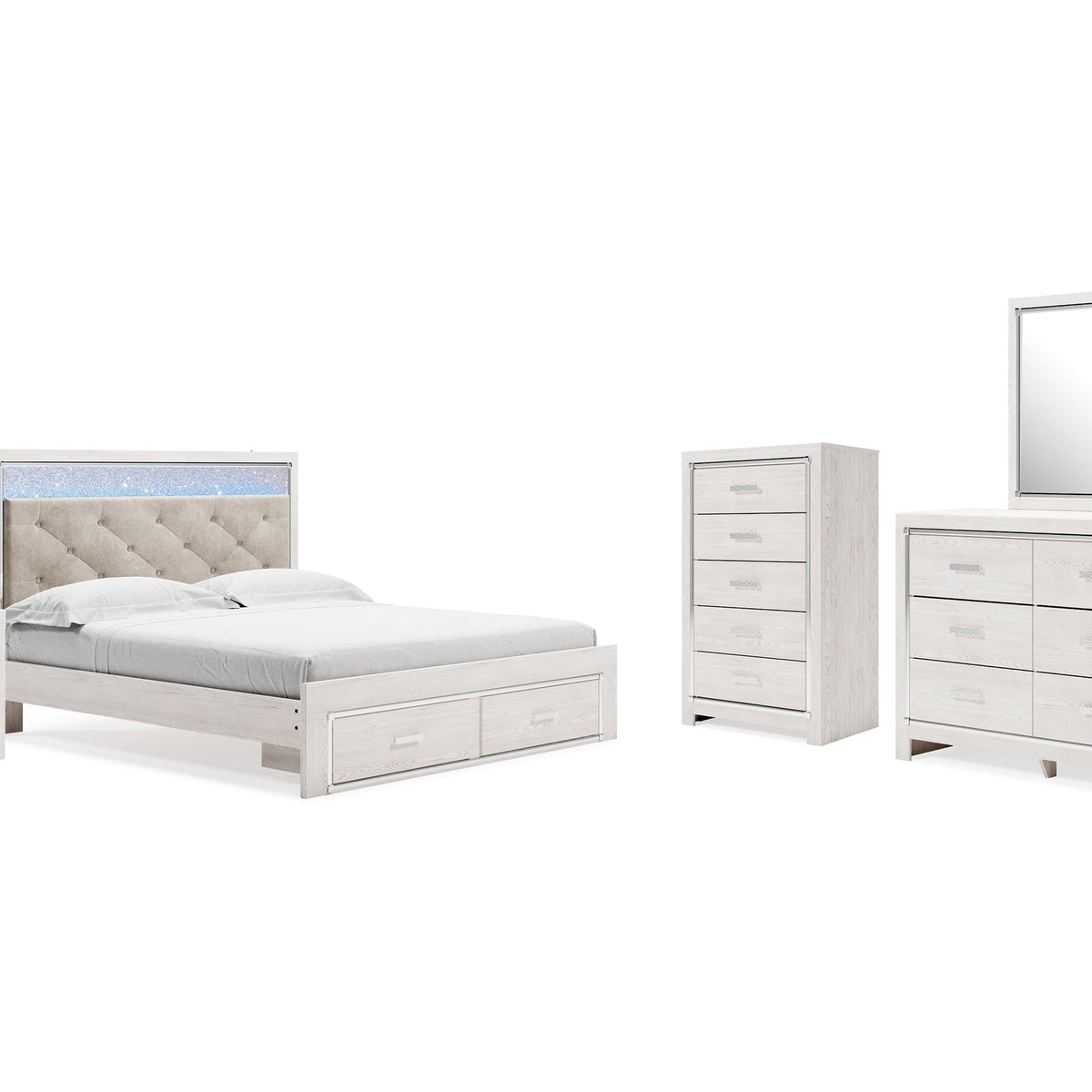Altyra - White - King Upholstered Storage Bed