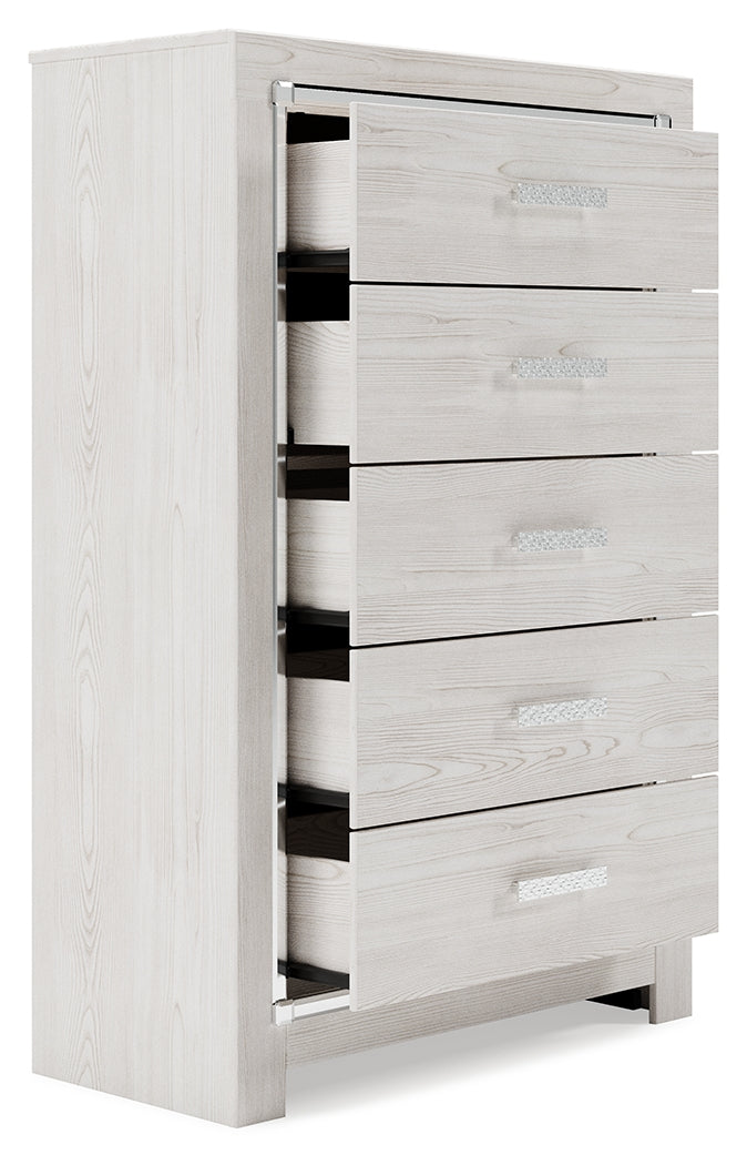 Altyra White Queen Bookcase Panel Bedroom Set with Dresser, Mirror and Chest (Online Special Price) - Ornate Home