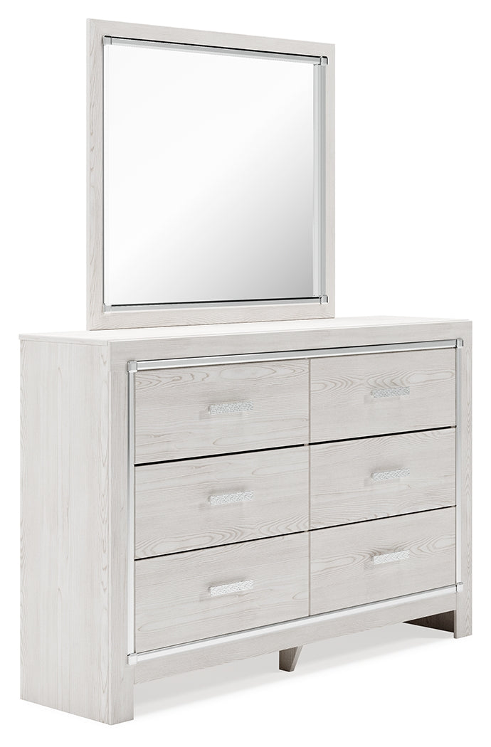 Altyra White Queen Bookcase Panel Bedroom Set with Dresser, Mirror and Chest (Online Special Price) - Ornate Home