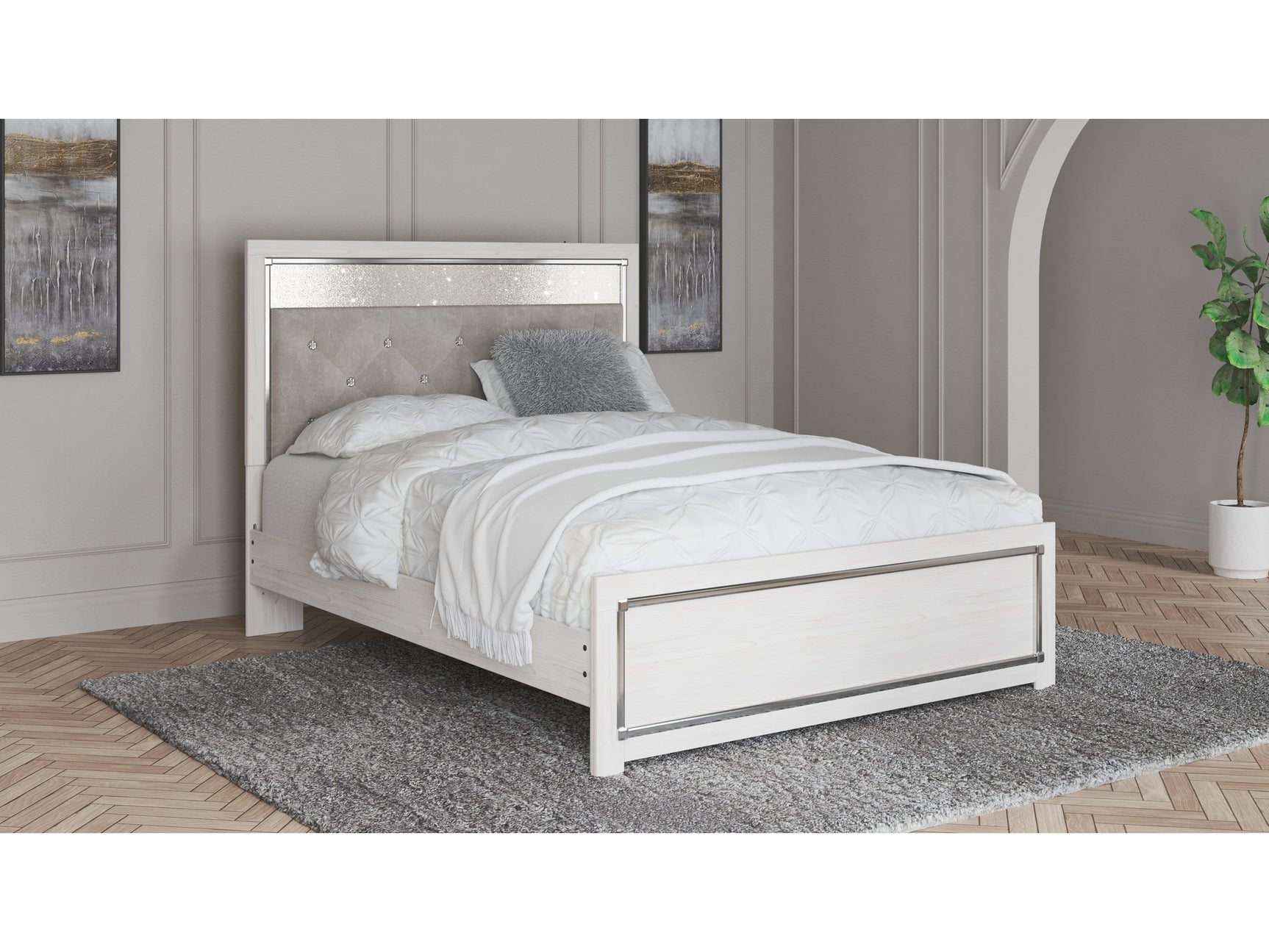 Altyra White Queen Panel Bed - Ornate Home