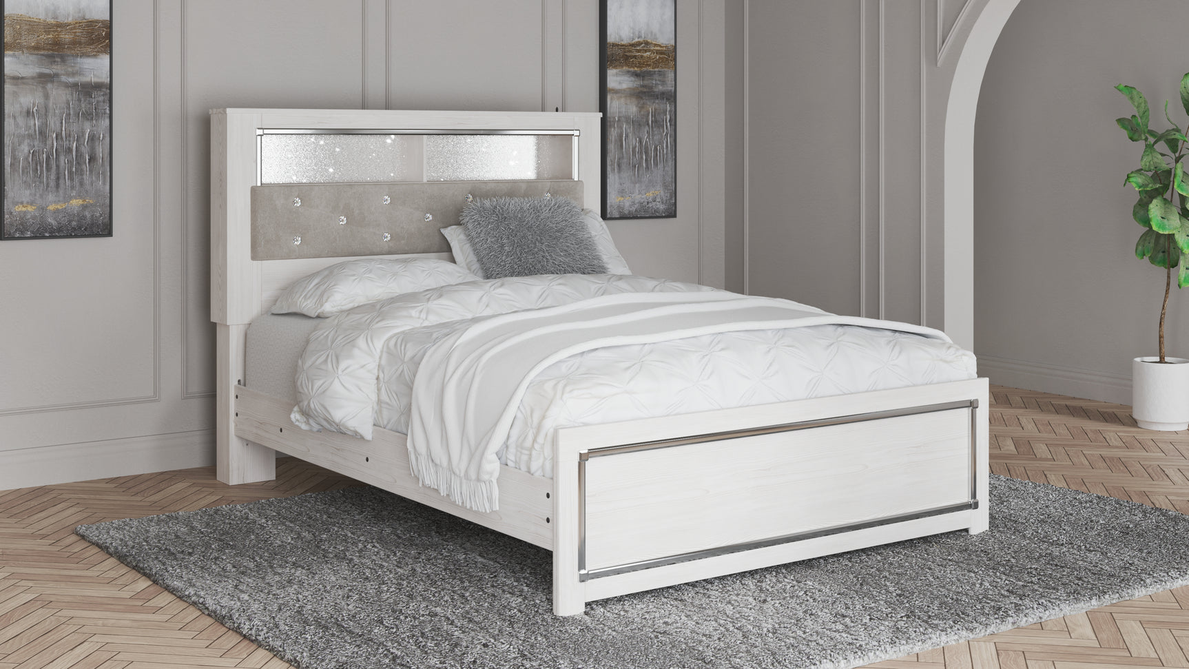 Altyra White Queen Panel Bookcase Bed (Online Special Price) - Ornate Home