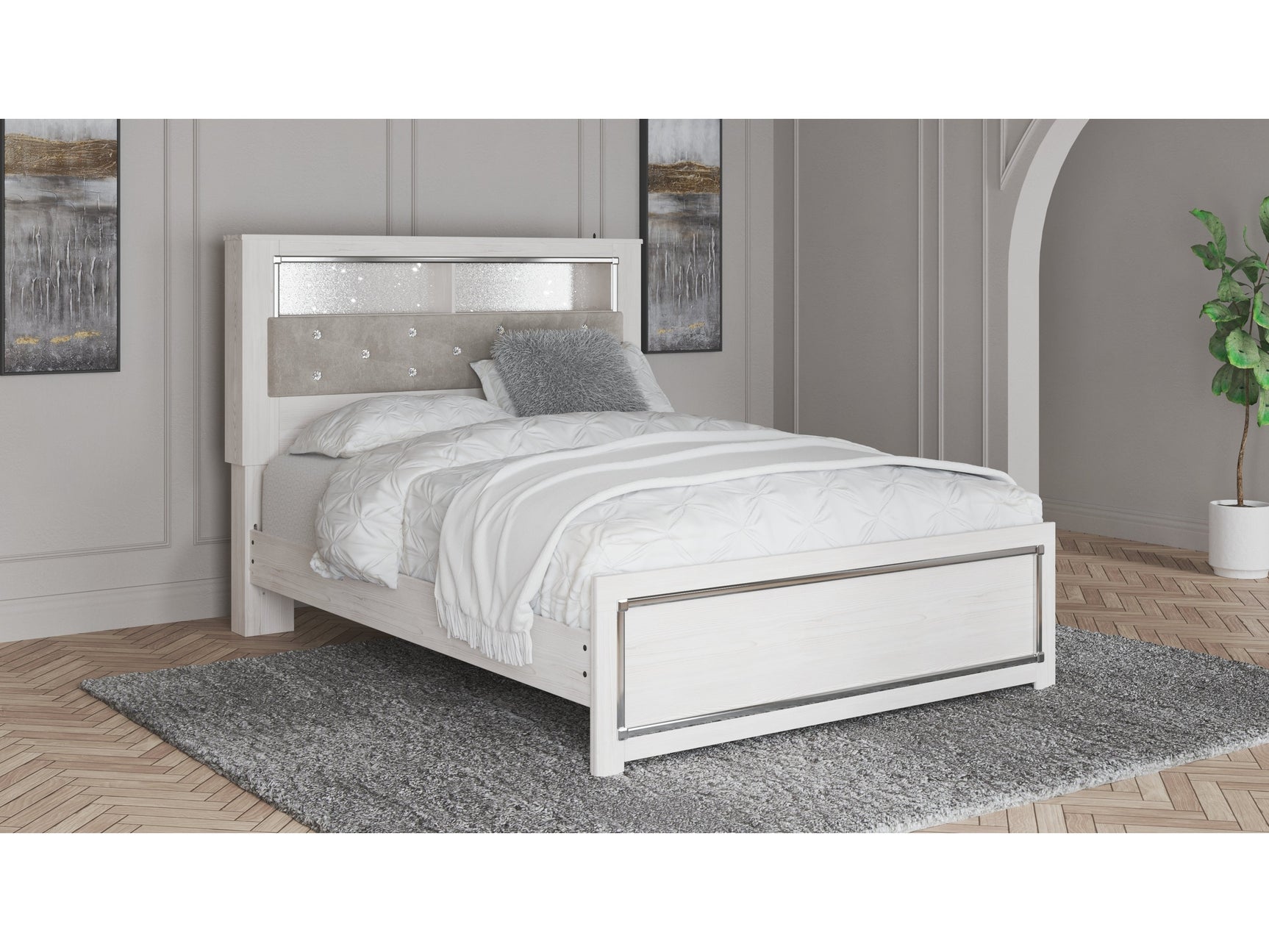 Altyra White Queen Panel Bookcase Bed - Ornate Home