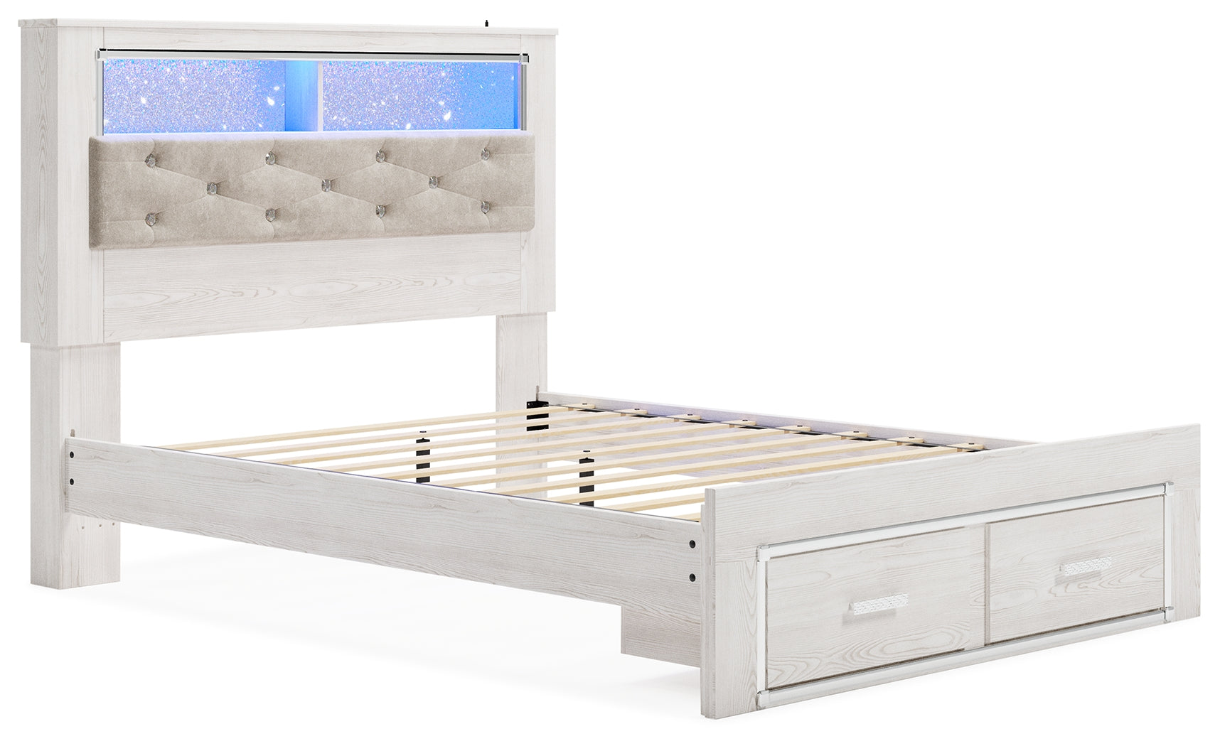 Altyra White Queen Panel Storage Bedroom Set with Dresser, Mirror and Nightstand - Ornate Home