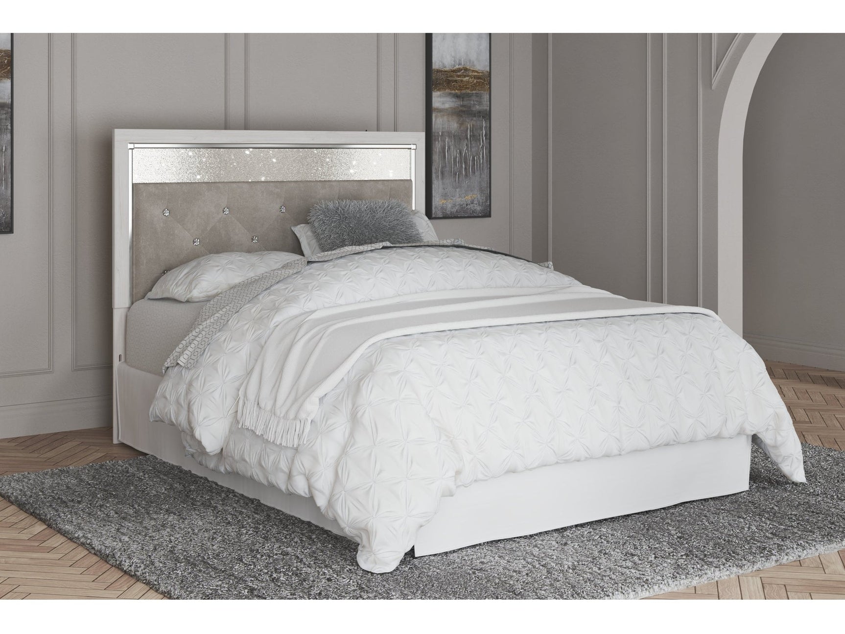 Altyra White Queen Upholstered Panel Headboard - Ornate Home