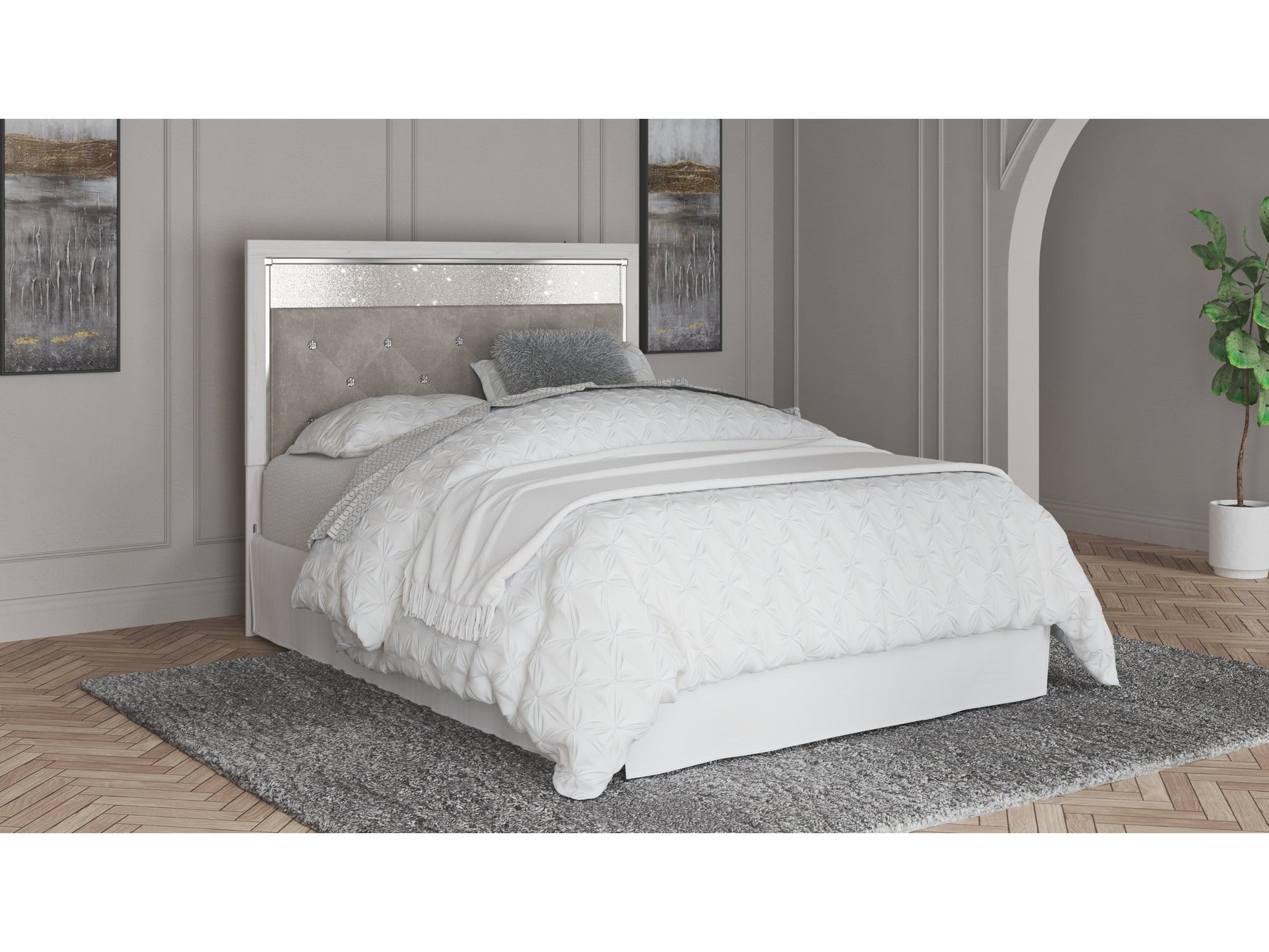 Altyra White Queen Upholstered Panel Headboard - Ornate Home