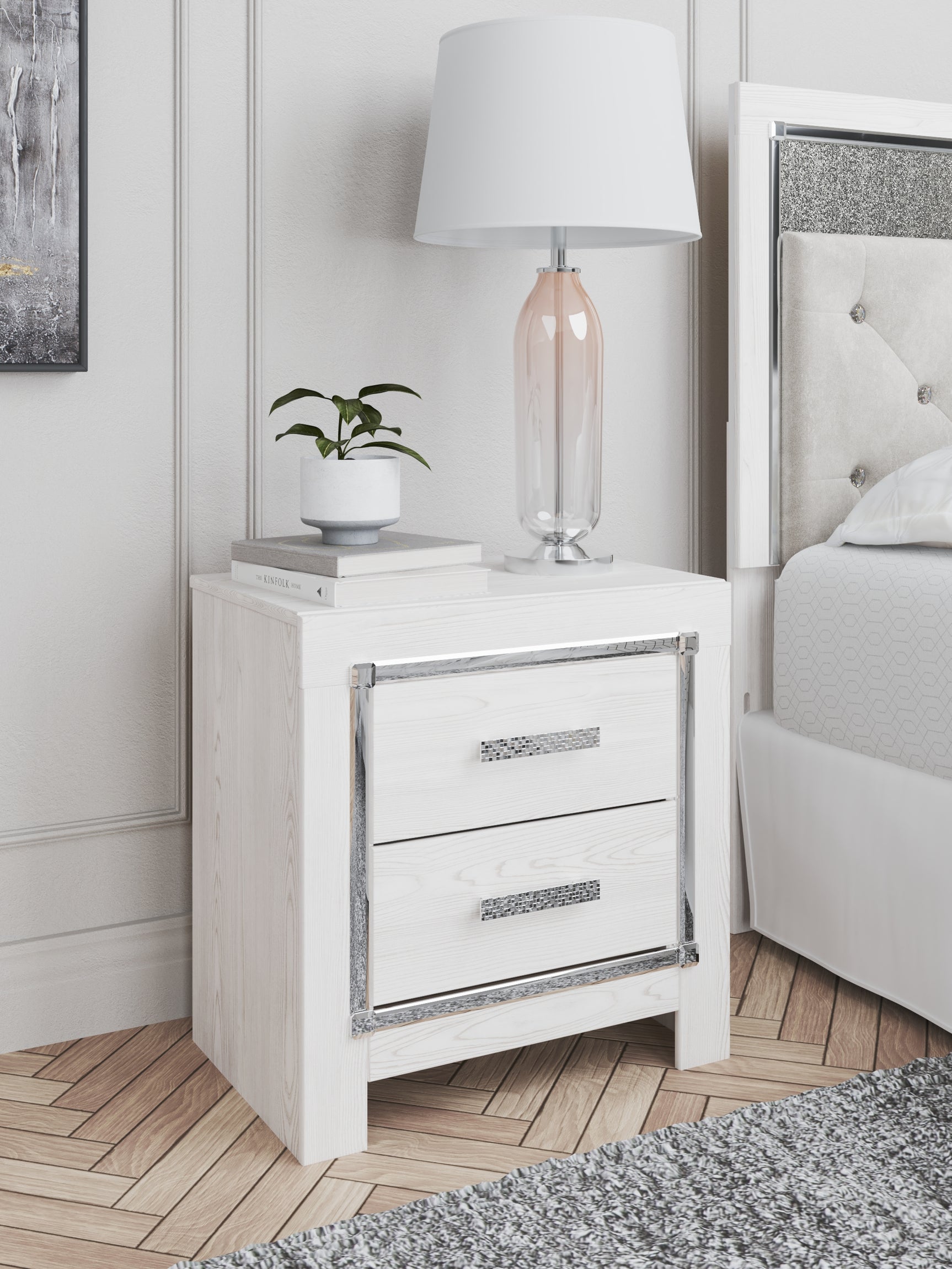 Altyra White Twin Panel Bedroom Set with Dresser, Mirror and Nightstand - Ornate Home