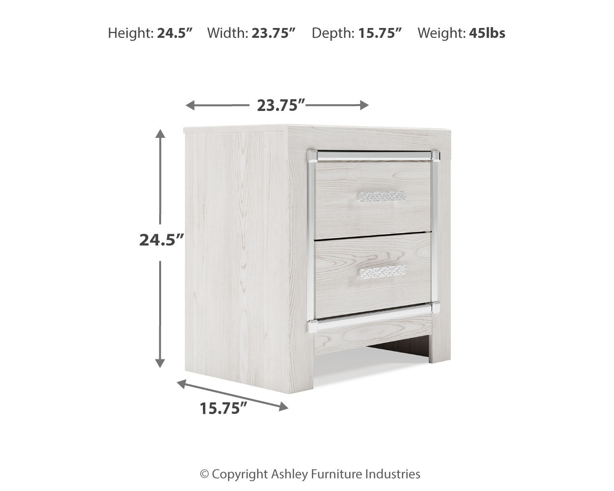 Altyra White Twin Upholstered Panel Bed and 2 Nightstands (Online Special Price) - Ornate Home