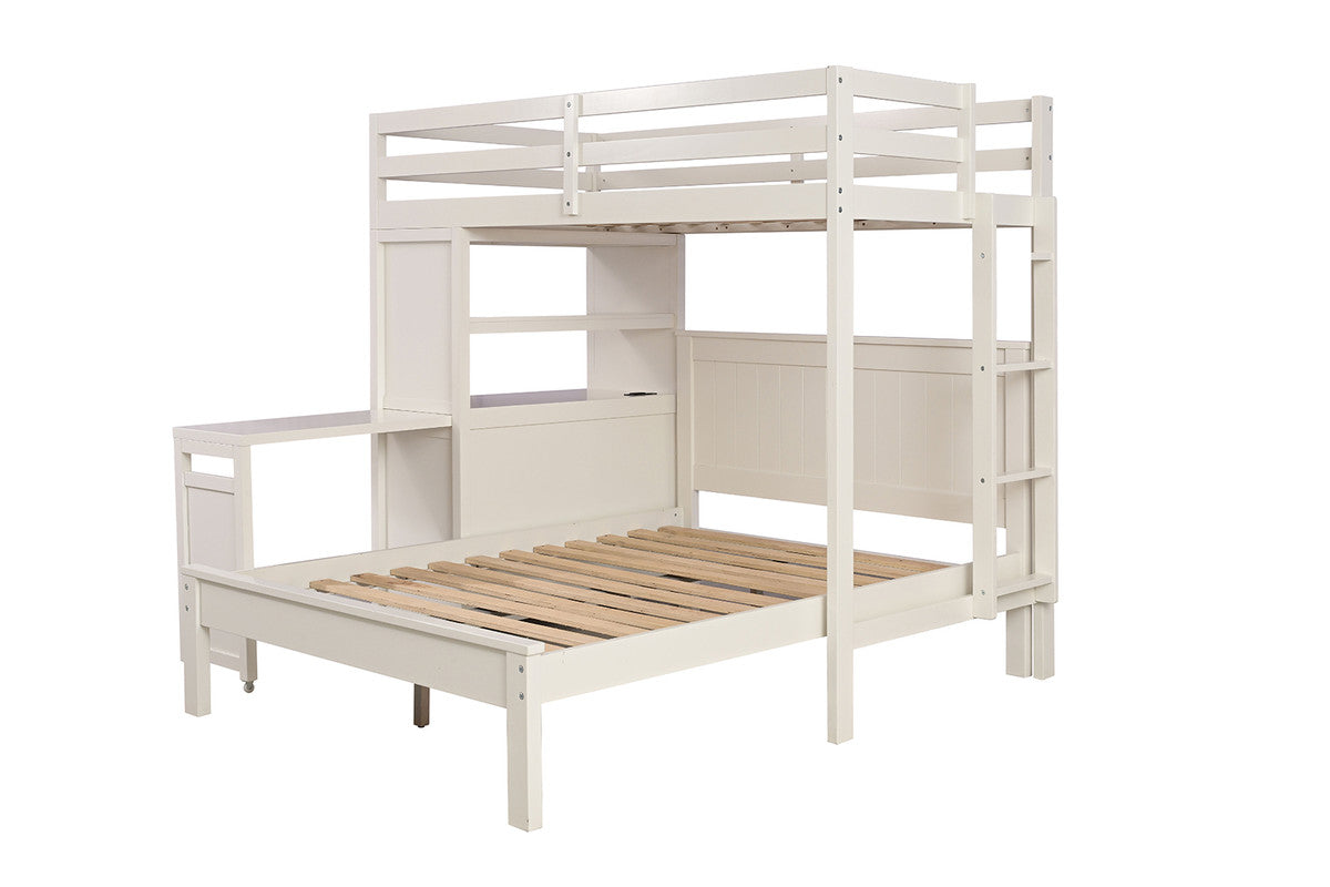 Aludra White Loft Bed w/ Full Bed - Ornate Home