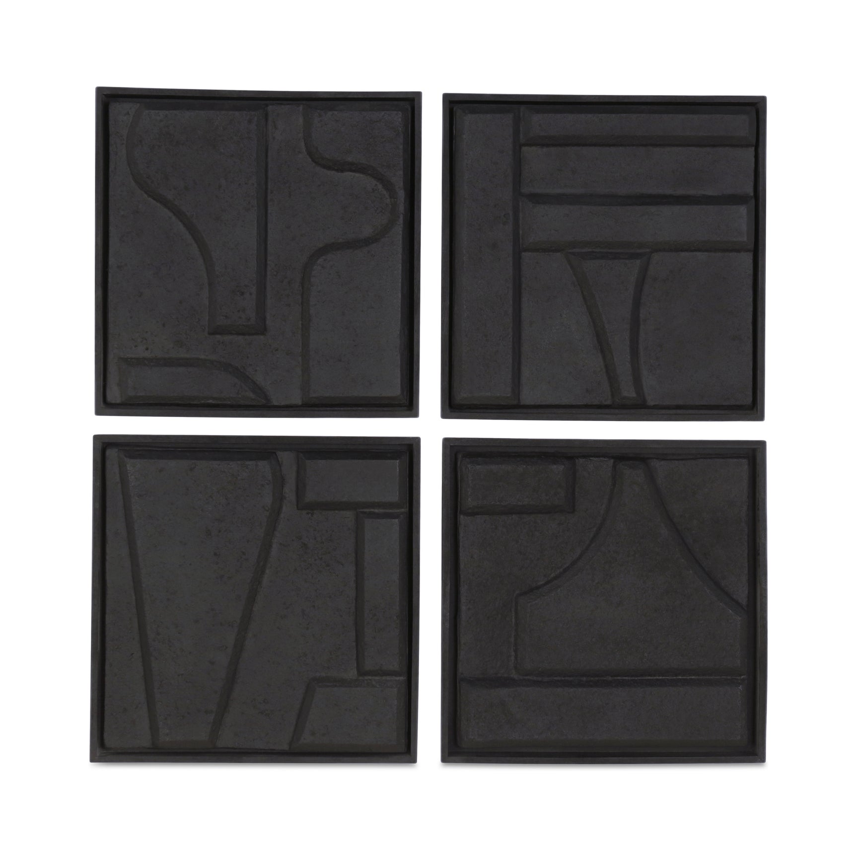 Alva Black Wall Sculpture (Set of 4) - Ornate Home