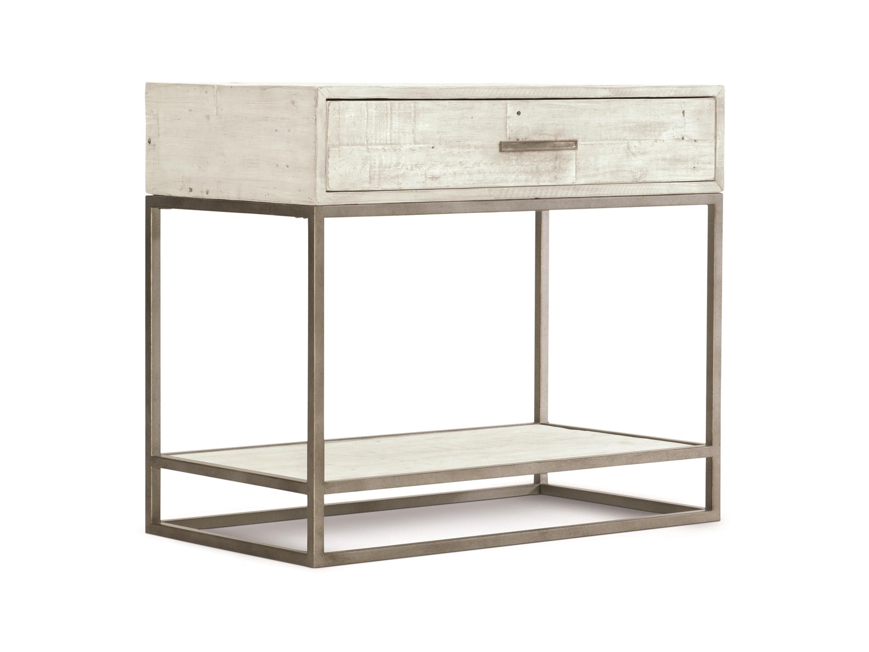 Alvar Glazed Silver/Brushed White Nightstand - Ornate Home