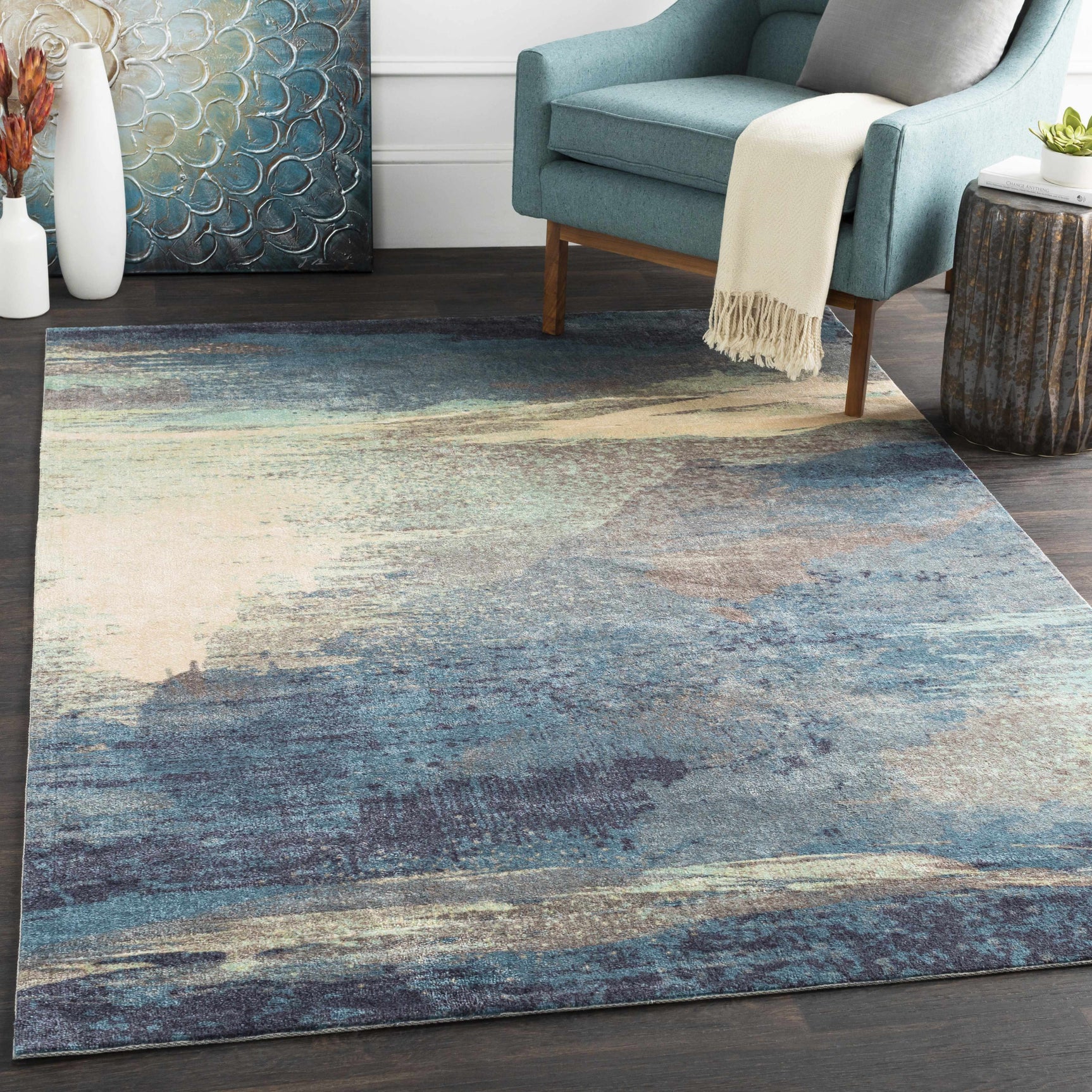 Alvaton Abstract Blue Rug - Ornate Home