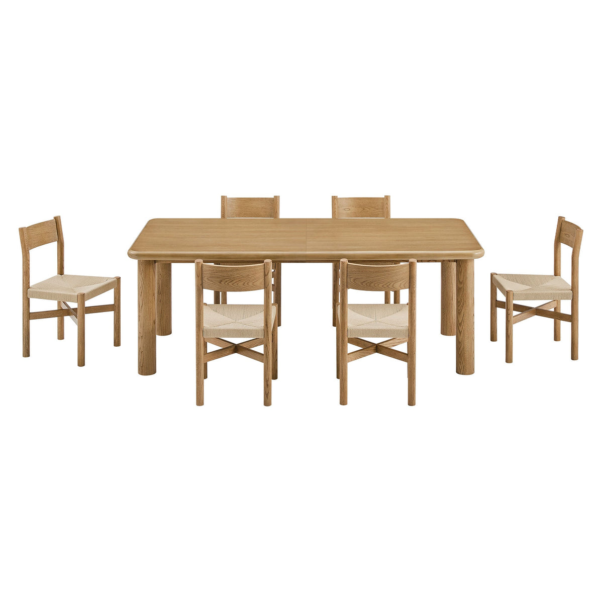 Alvia Weathered 7-Piece Oak Wood Extendable Dining Table and Chairs Set - Ornate Home