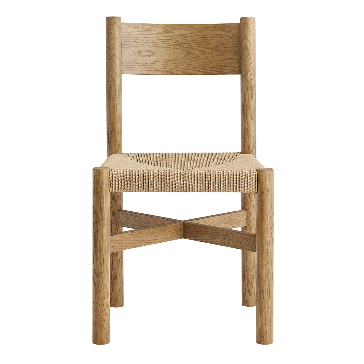 Alvia Weathered Oak Wood Dining Side Chair With Woven Seat - Ornate Home