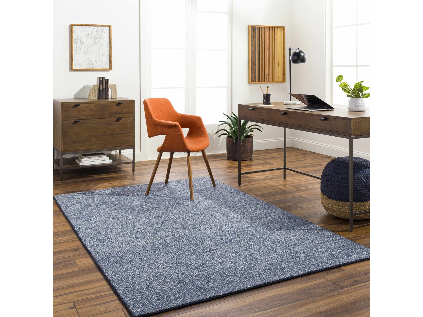 Alyra Blue Solid Area Rug - Ornate Home