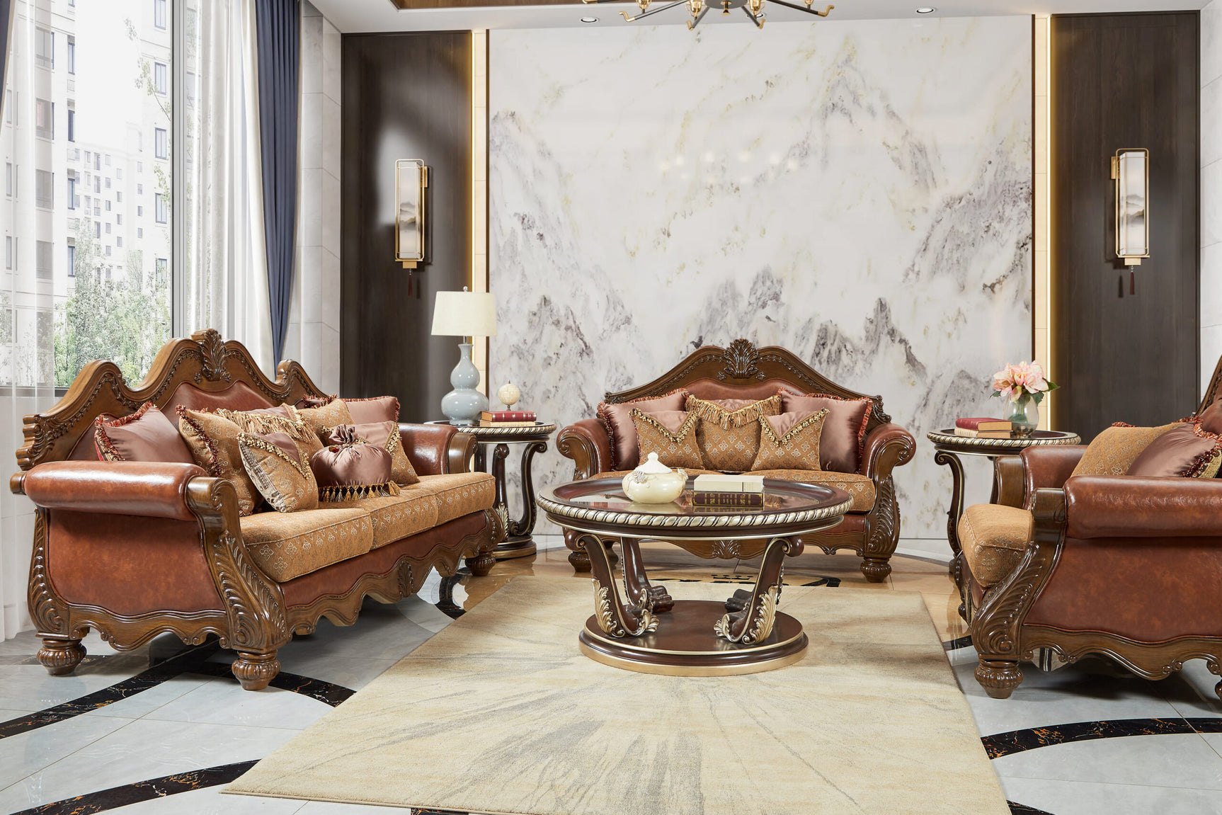 Amalfi Grande Mohagany Sofa / HD-481 - Ornate Home
