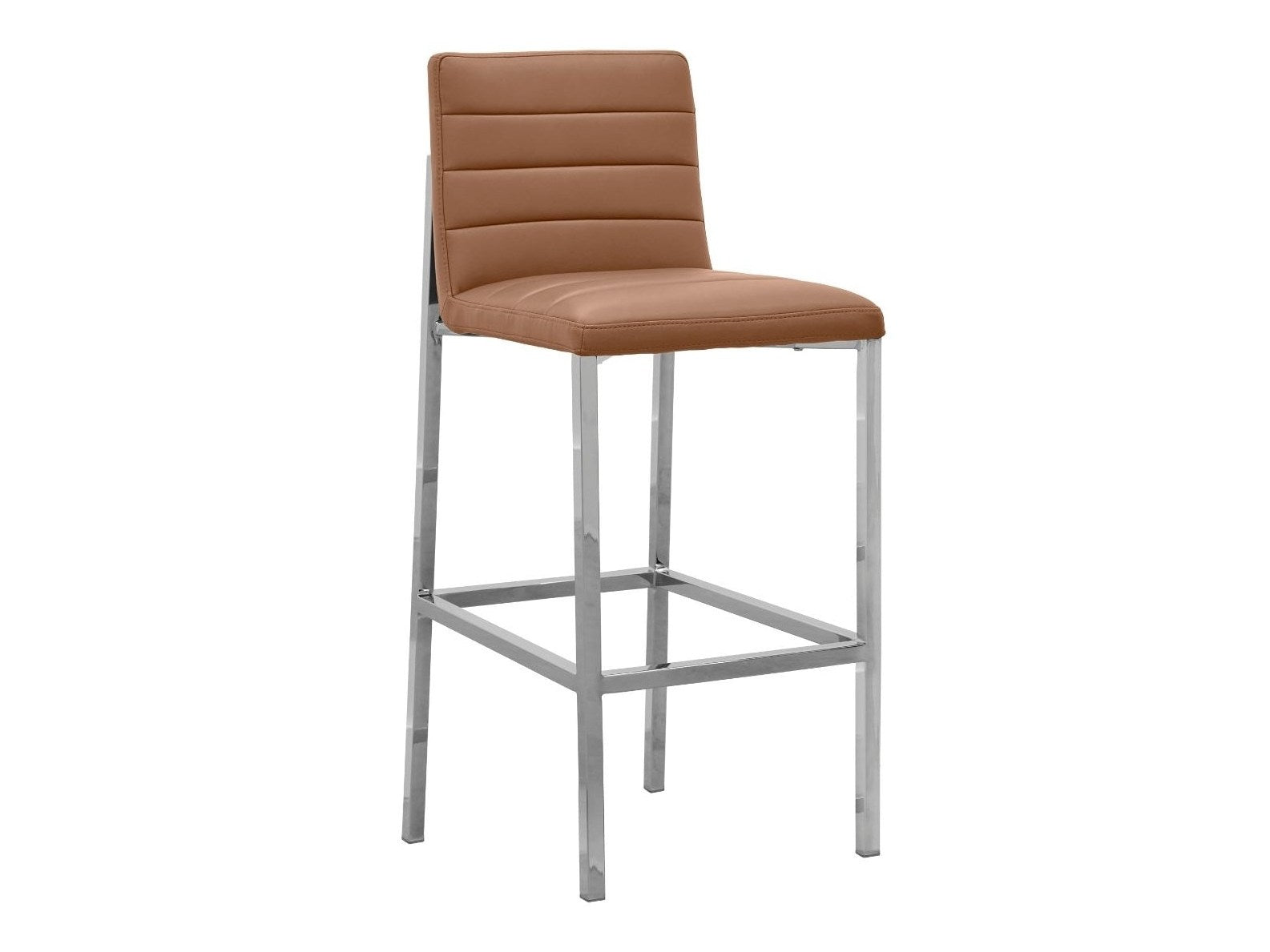 Amalfi Metal Back Bar Stool in Cognac Leather (Set of 2) - Ornate Home