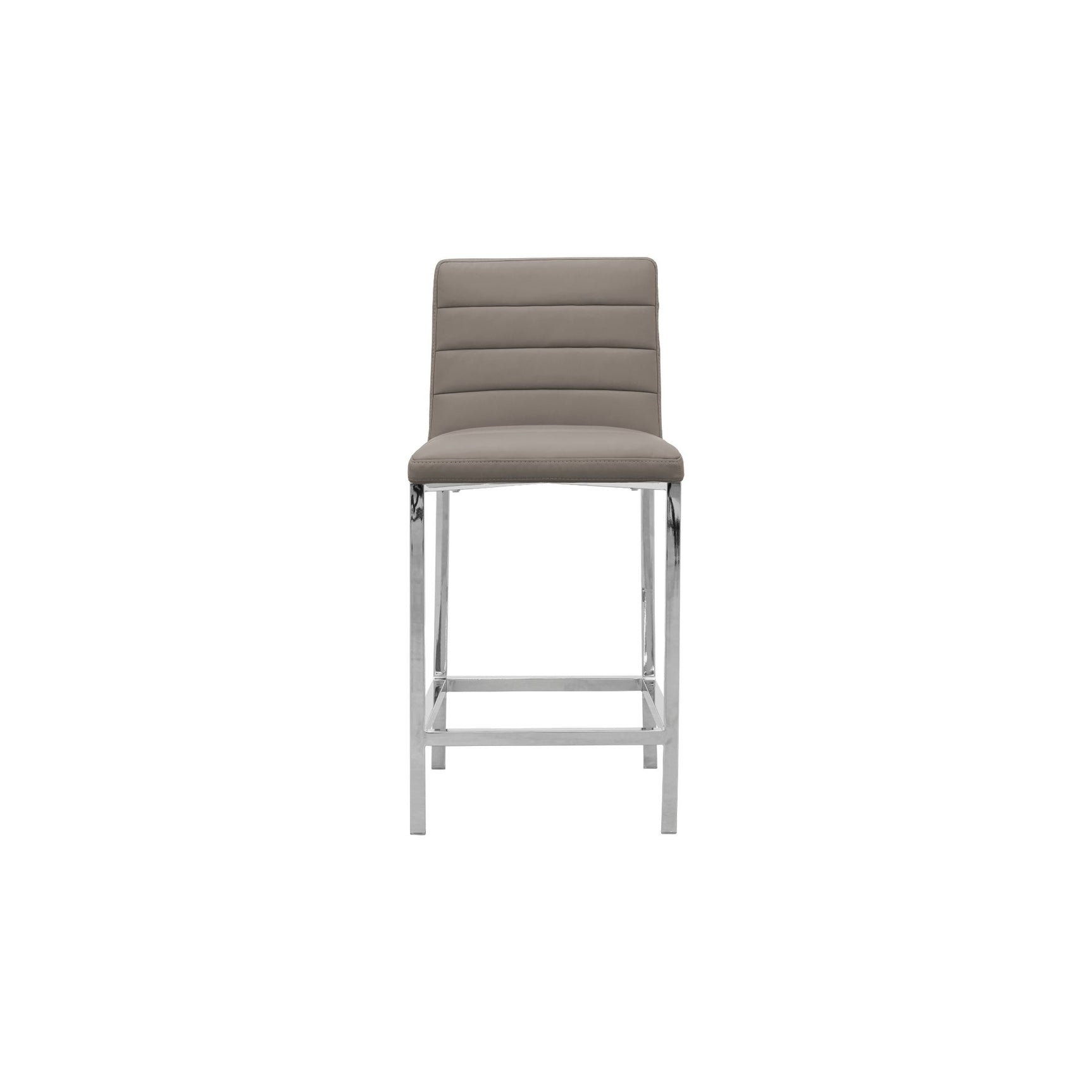 Amalfi Metal Back Counter Stool in Taupe Leather (Set of 2) - Ornate Home