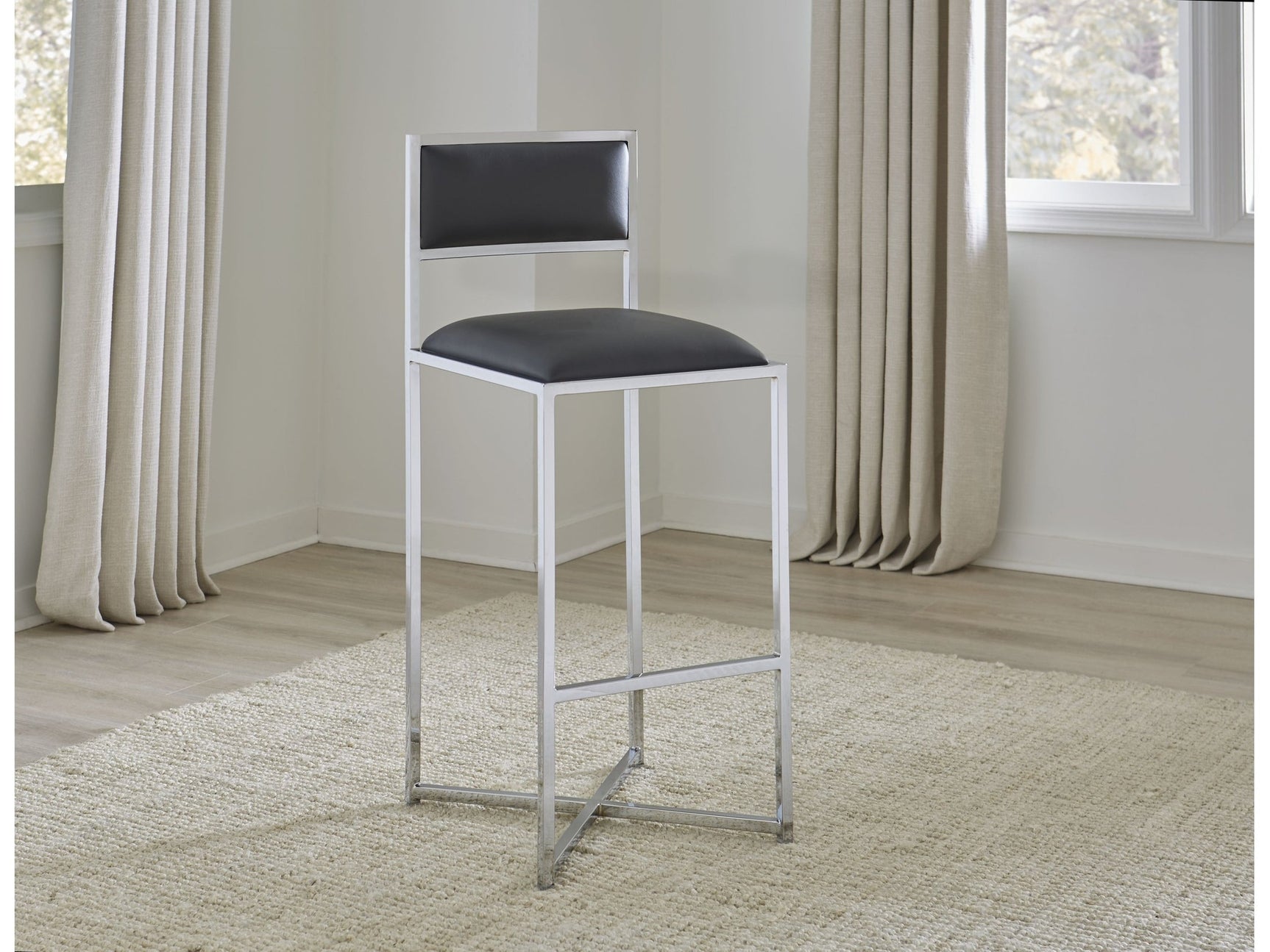 Amalfi X-Base Bar Stool in Cobalt Leather (Set of 2) - Ornate Home