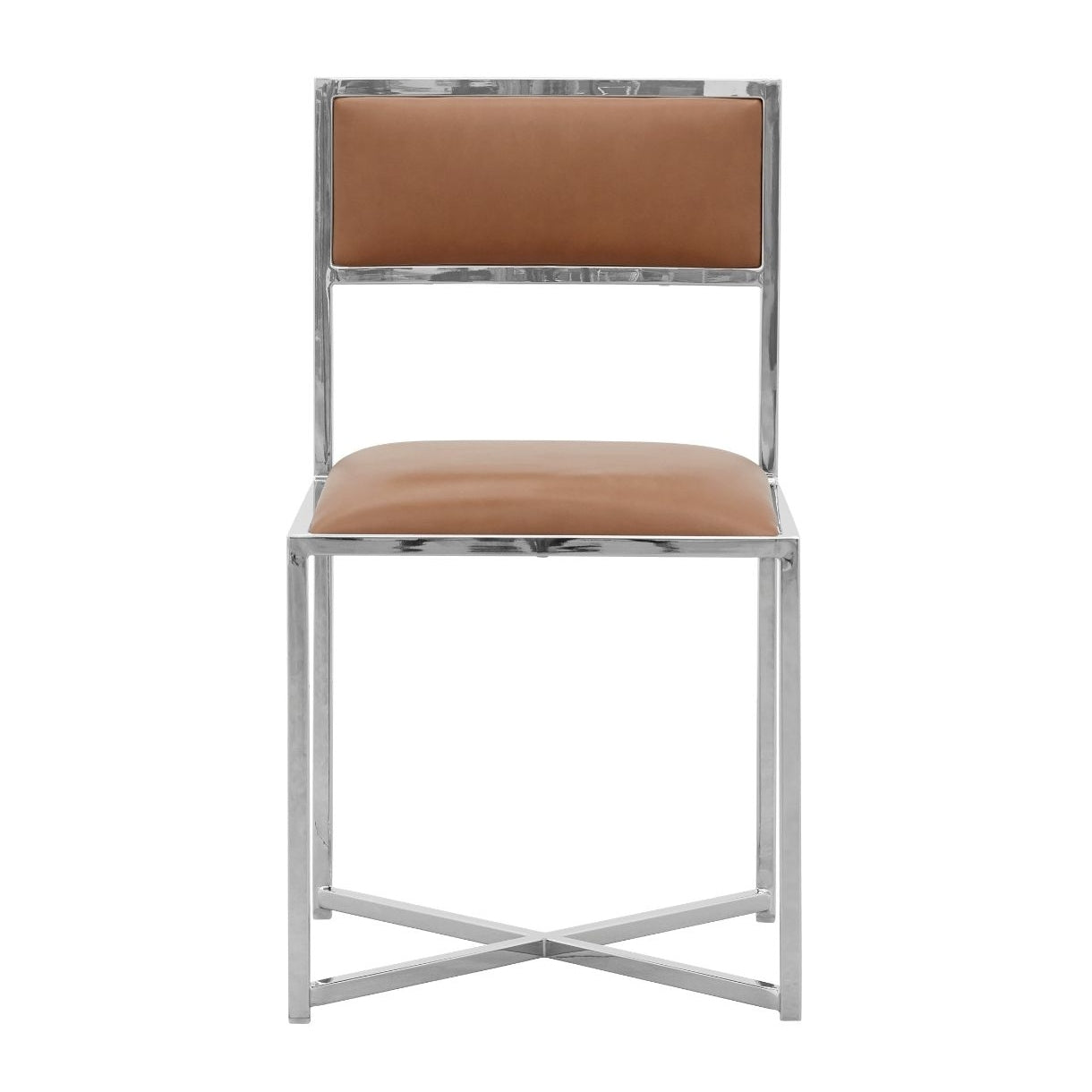 Amalfi X-Base Chair in Cognac Leather (Set of 2) - Ornate Home