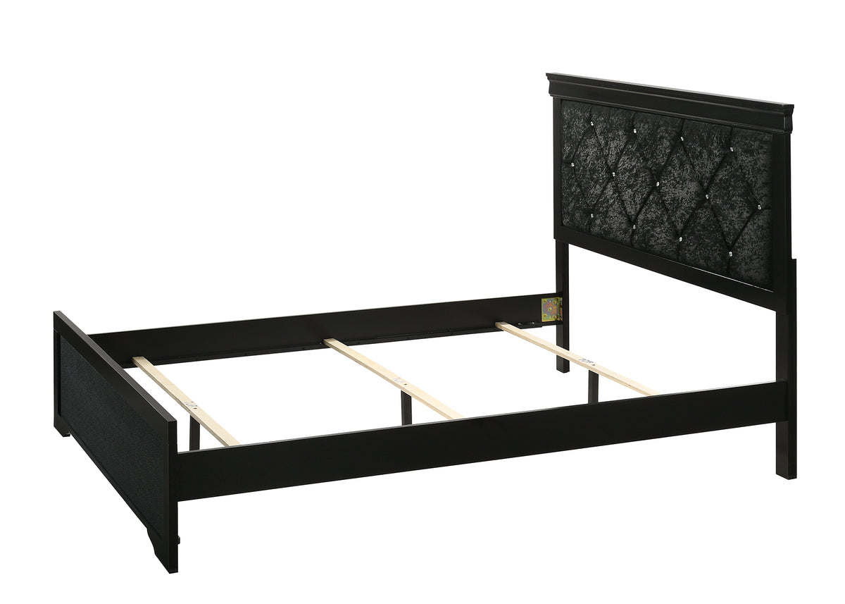 Amalia Black Full Upholstered Panel Bed - Ornate Home