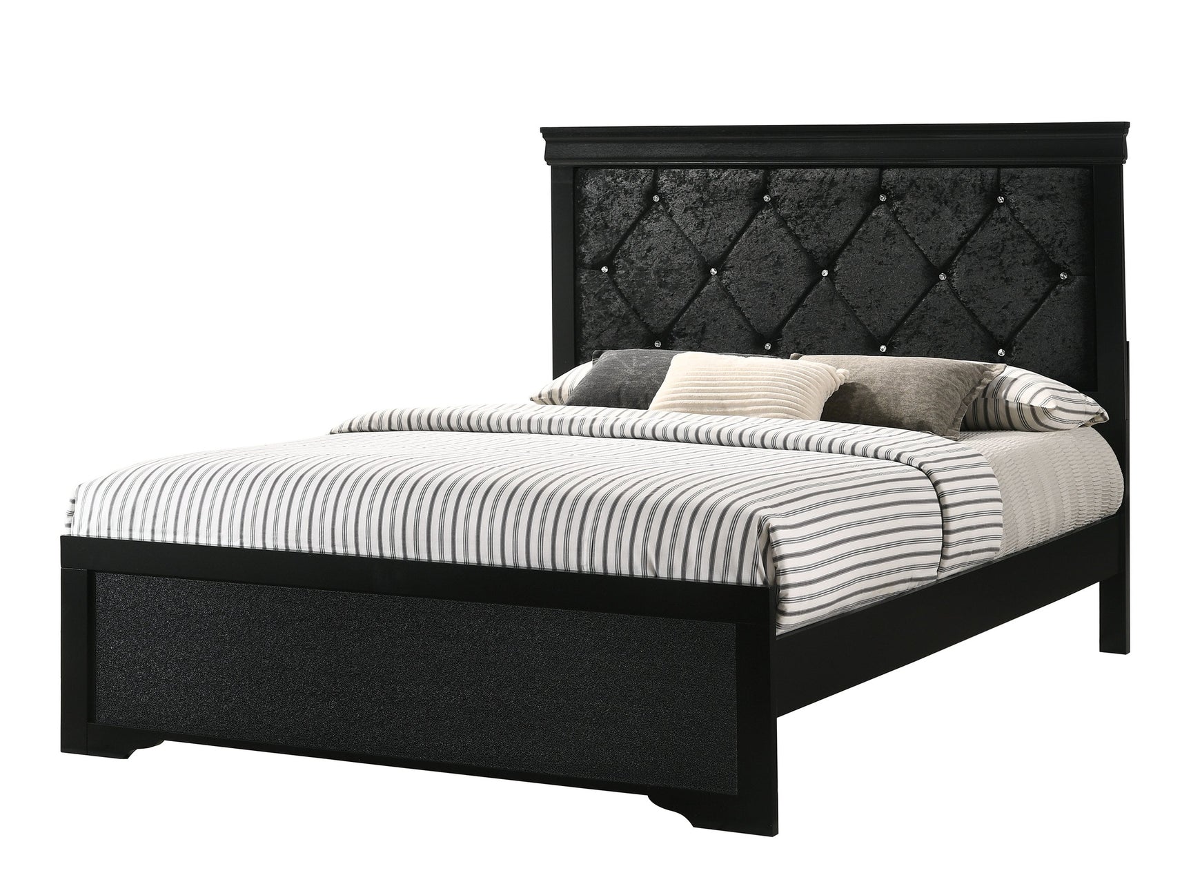 Amalia Black King Upholstered Panel Bed - Ornate Home