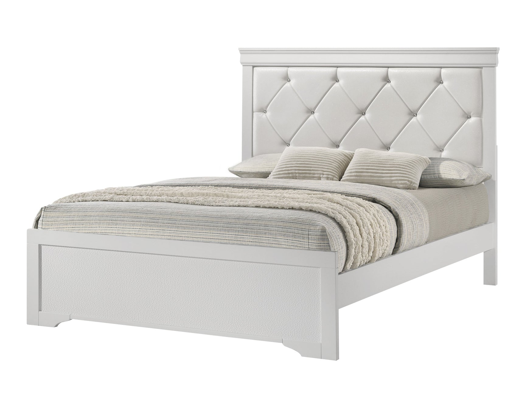 Amalia White Queen Upholstered Panel Bed - Ornate Home