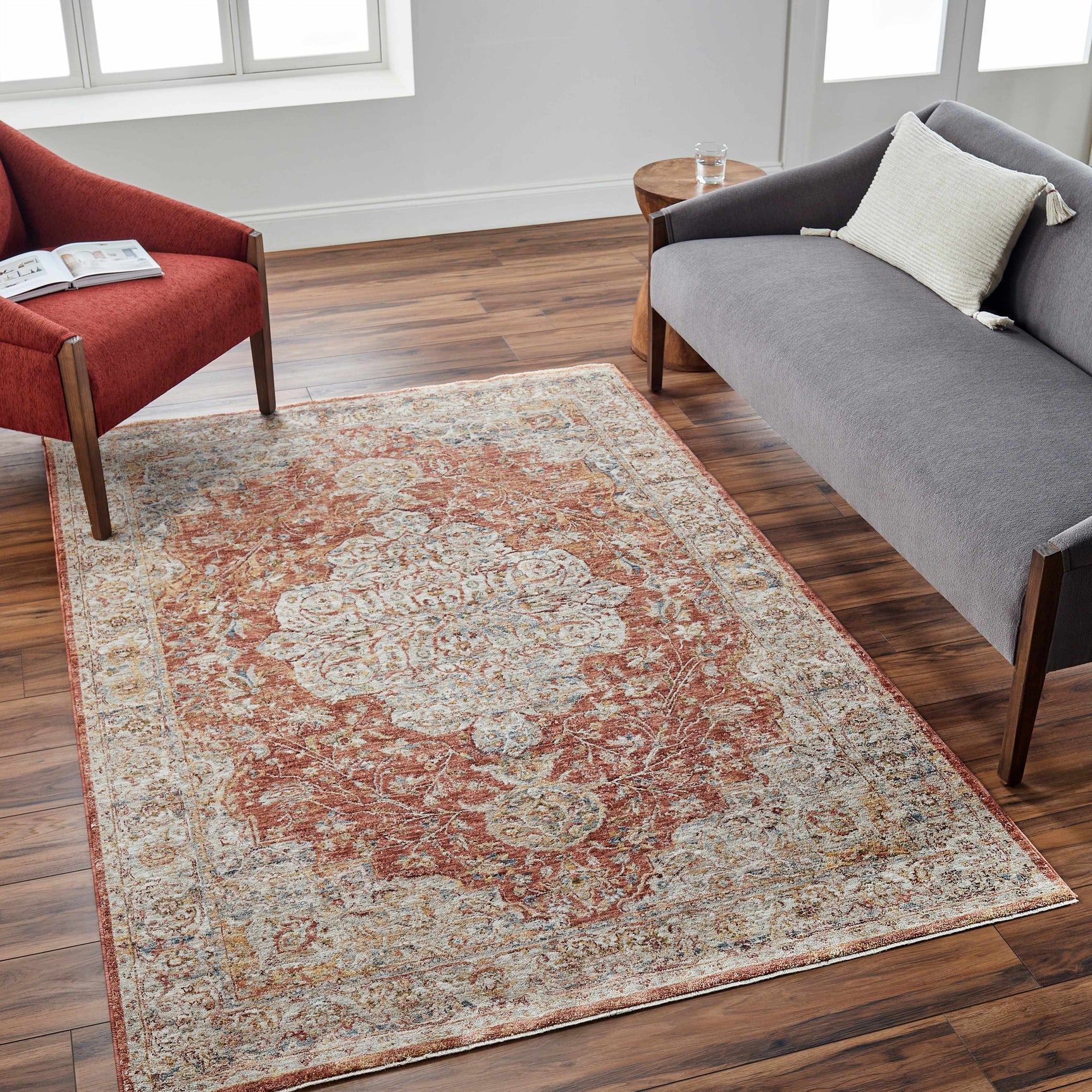 Aman Rust Area Rug - Clearance - Ornate Home